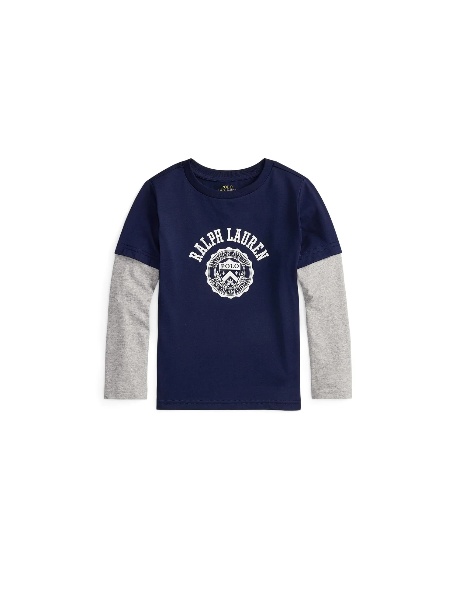 Футболка Polo Ralph Lauren Kids Logo Cotton Layered-Effect Tee — синий