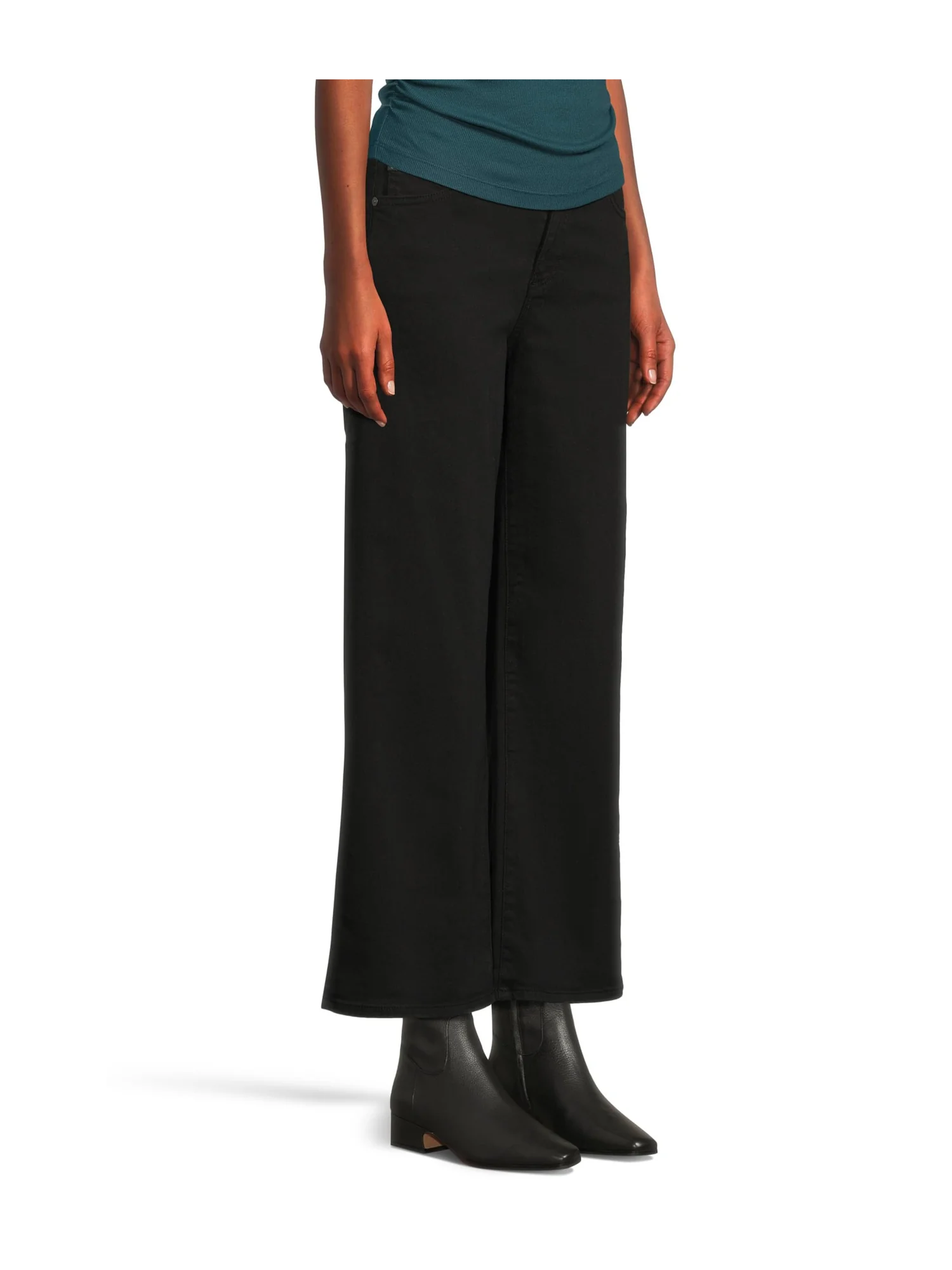 Брюки AG Jeans Saige Mid Rise Wide Leg Crop In Super Black — 2