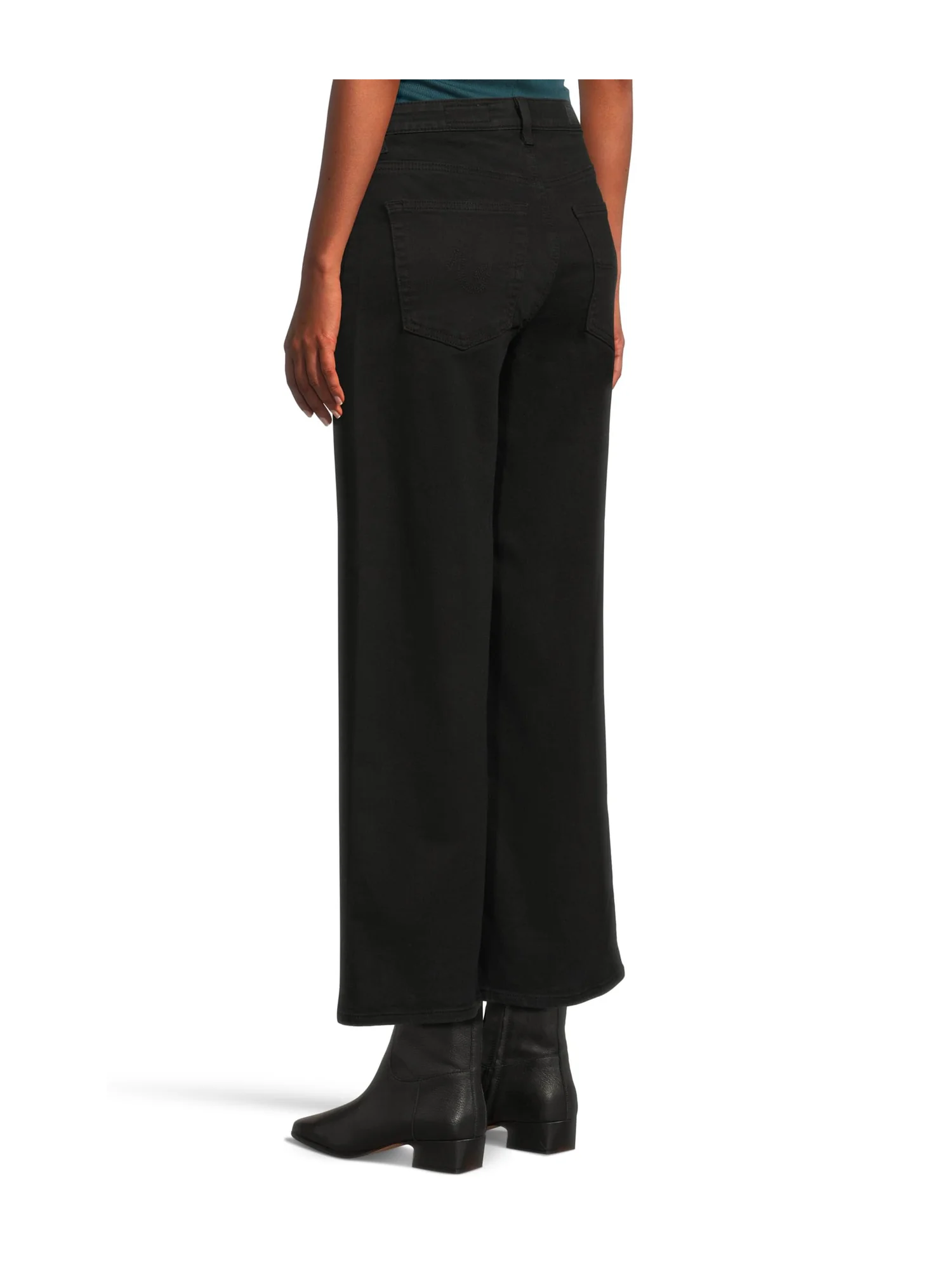 Брюки AG Jeans Saige Mid Rise Wide Leg Crop In Super Black — 3