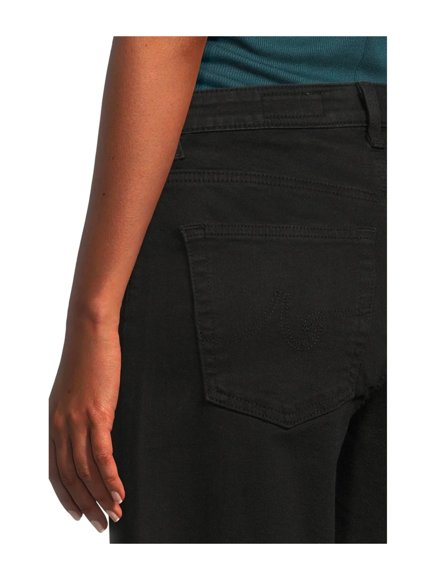 Брюки AG Jeans Saige Mid Rise Wide Leg Crop In Super Black — 4
