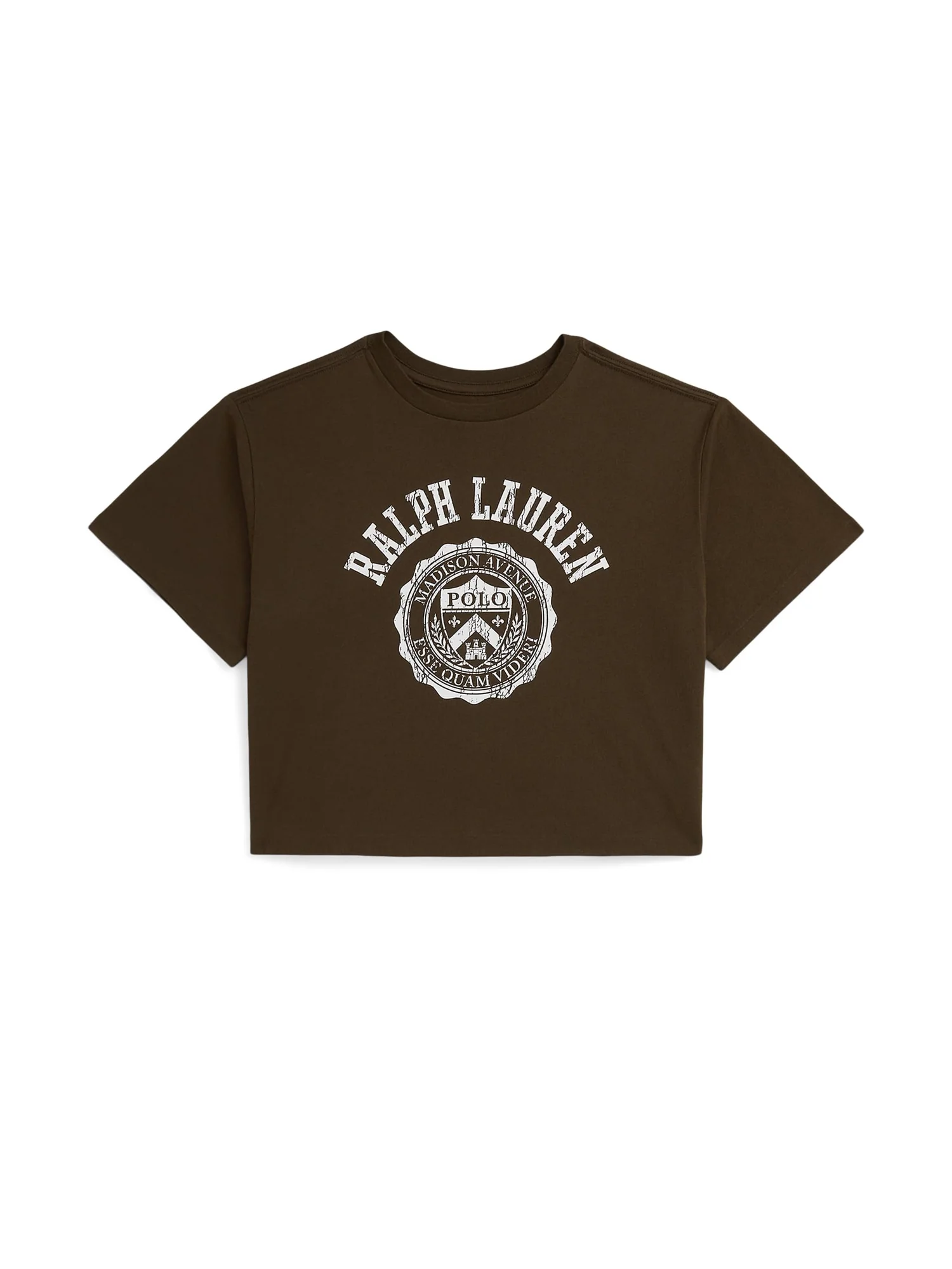 Футболка Polo Ralph Lauren Kids Logo Crest Cotton Jersey Boxy Tee — коричневый