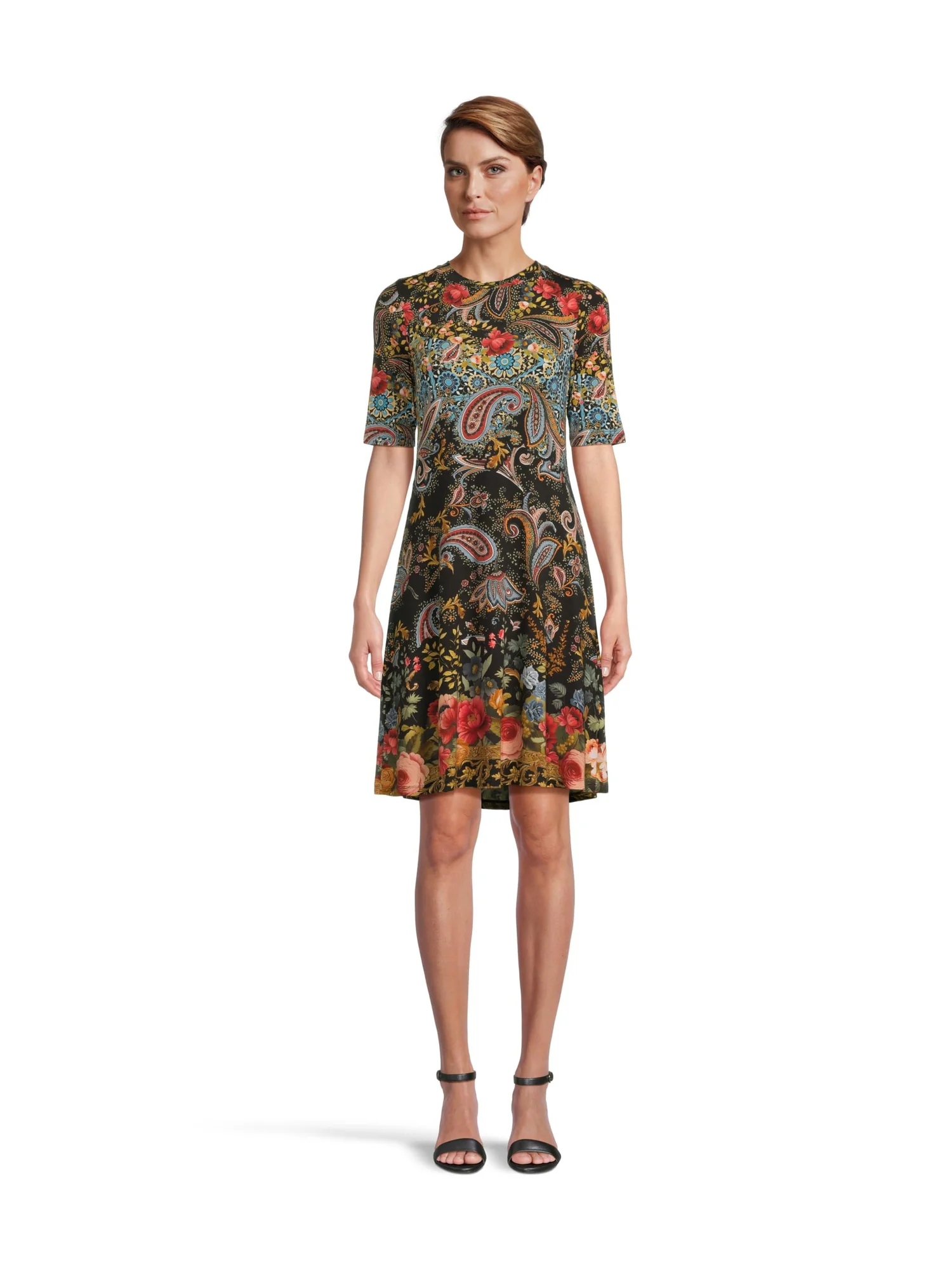 Платье Johnny Was The Janie Favorite Elbow Sleeve Mock Neck Dress — бежевый