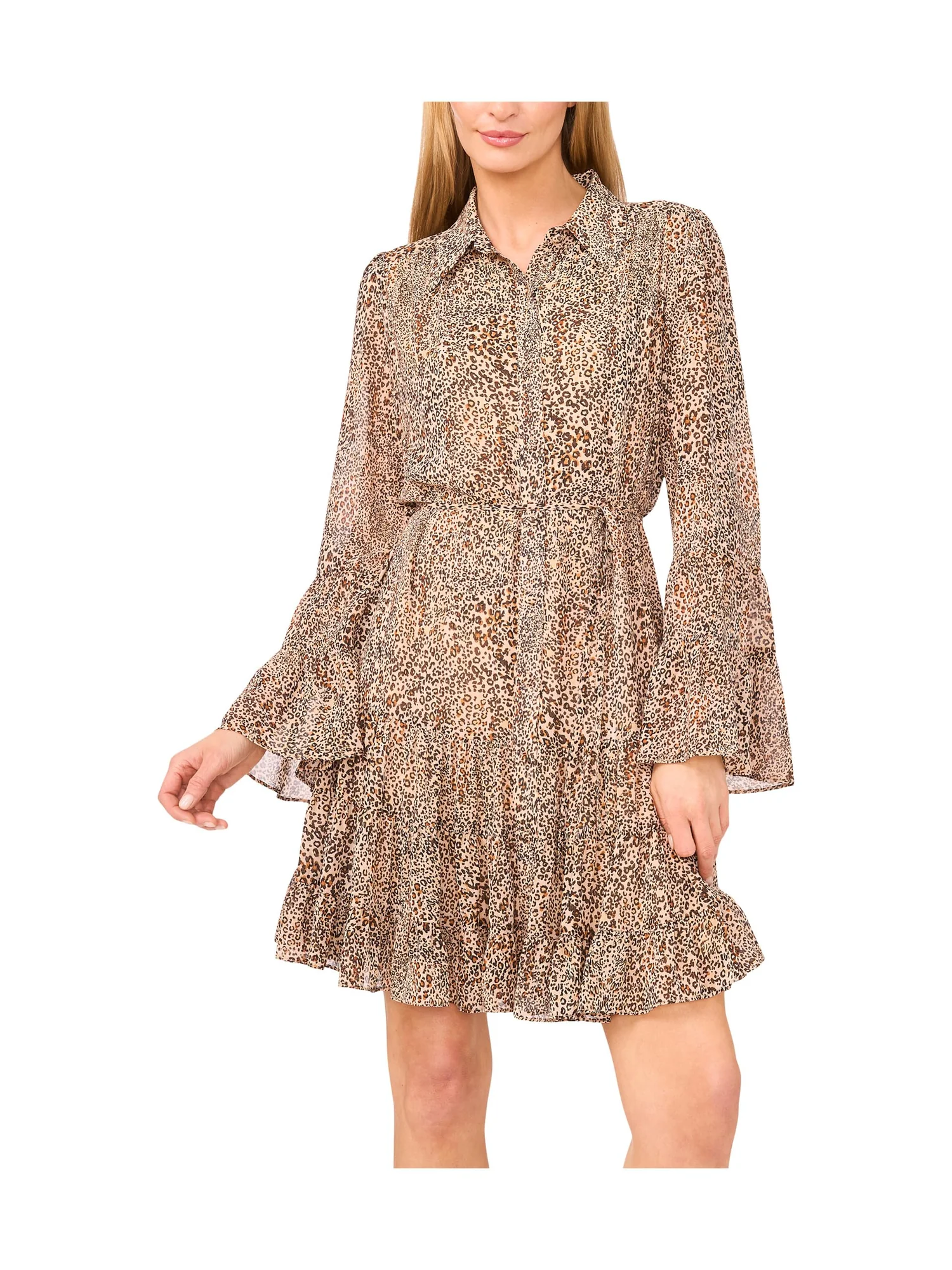 Платье CeCe Collared Ruffled Flounce Long Sleeve Dress — 3
