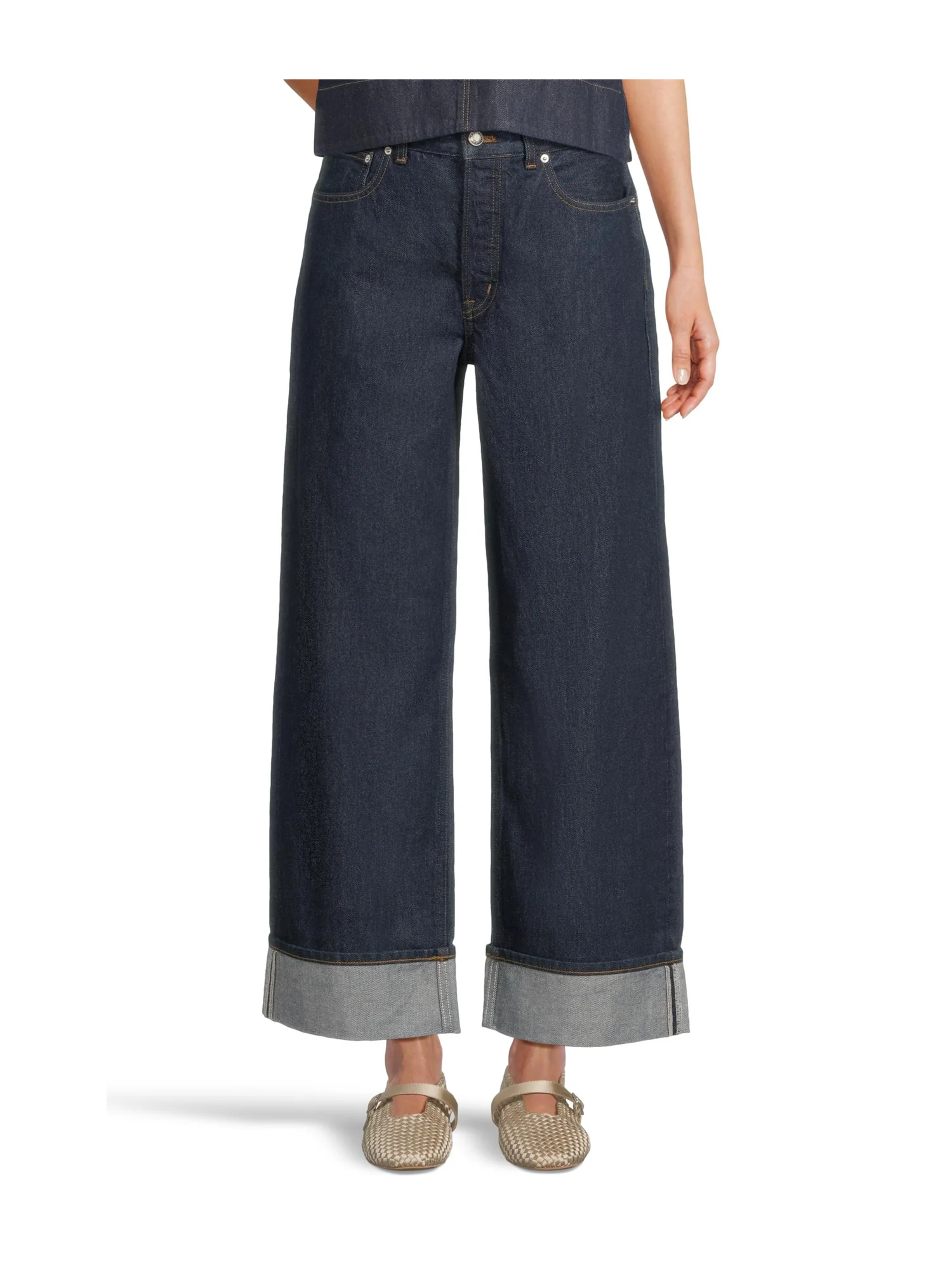 Джинсы Madewell Low Slung Baggy Rinse With Cuff In Rinse Wash — 1