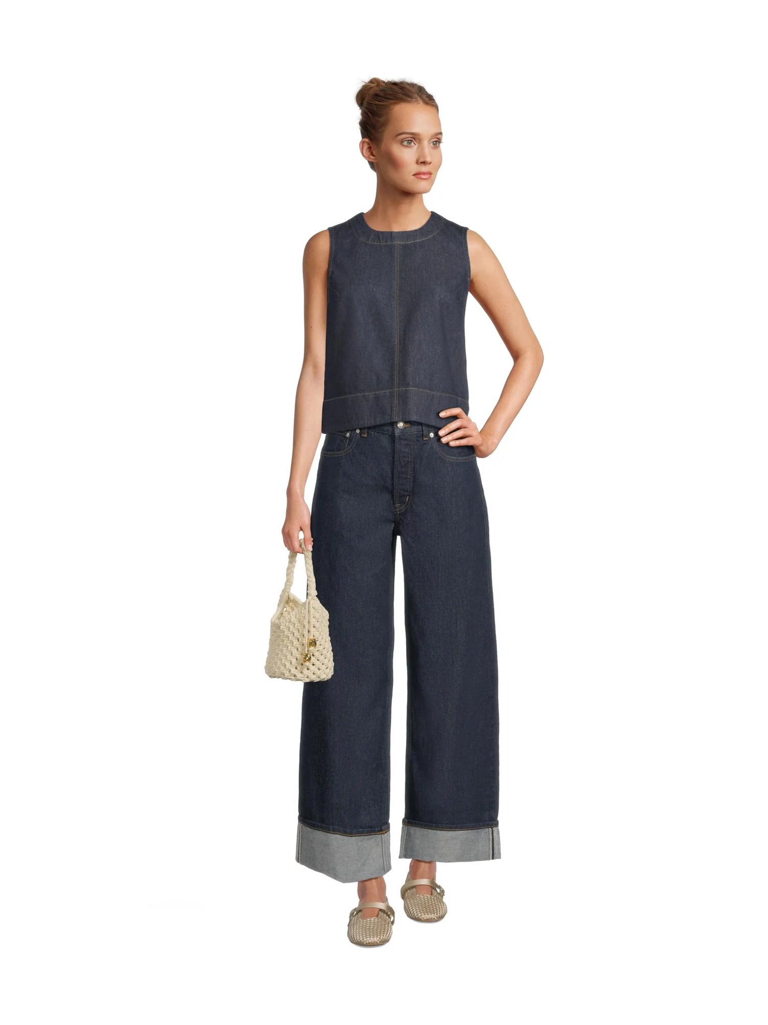 Джинсы Madewell Low Slung Baggy Rinse With Cuff In Rinse Wash — 5