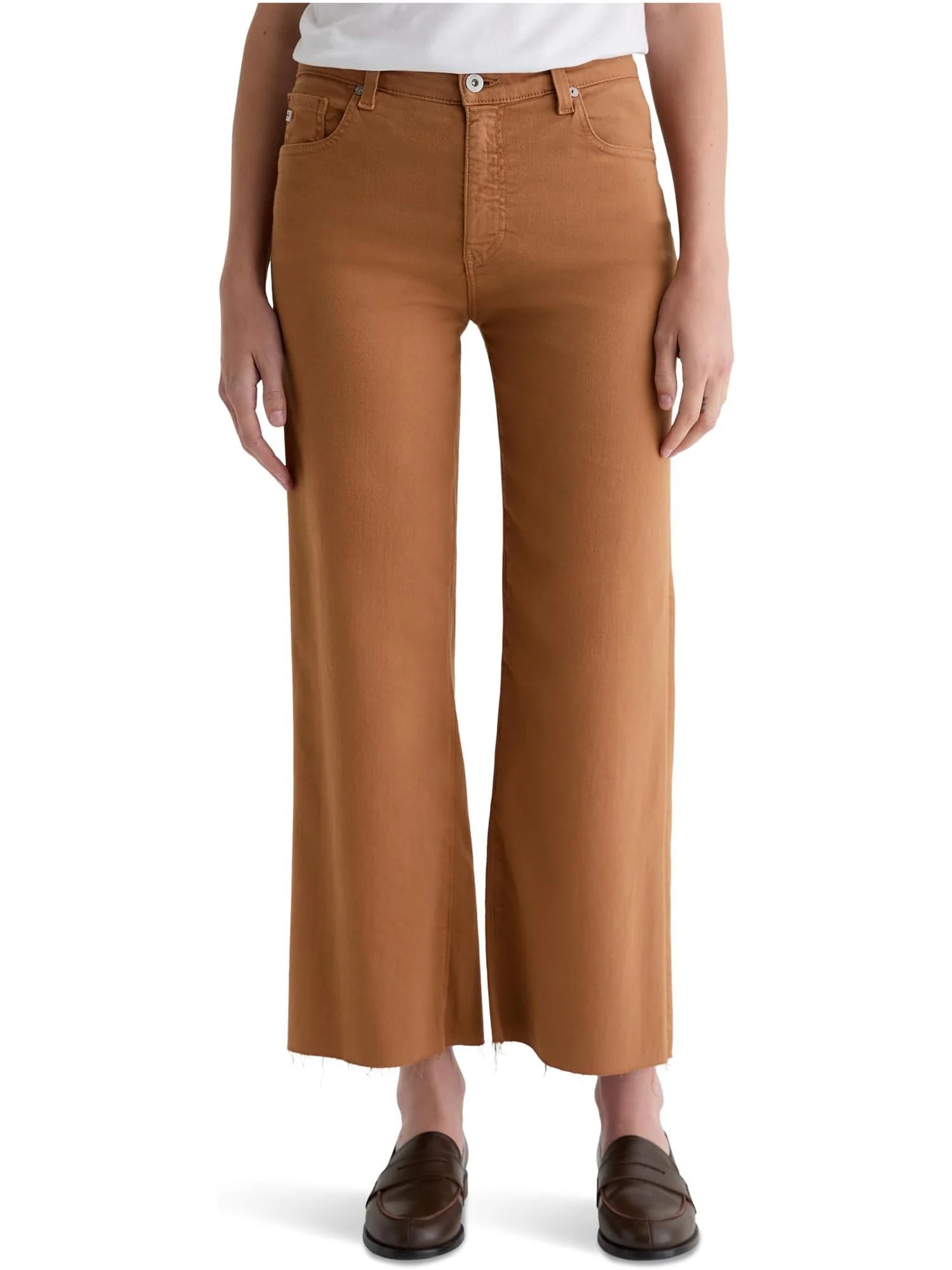 Брюки AG Jeans Saige Mid Rise Wide Leg Crop In Ginger — 1