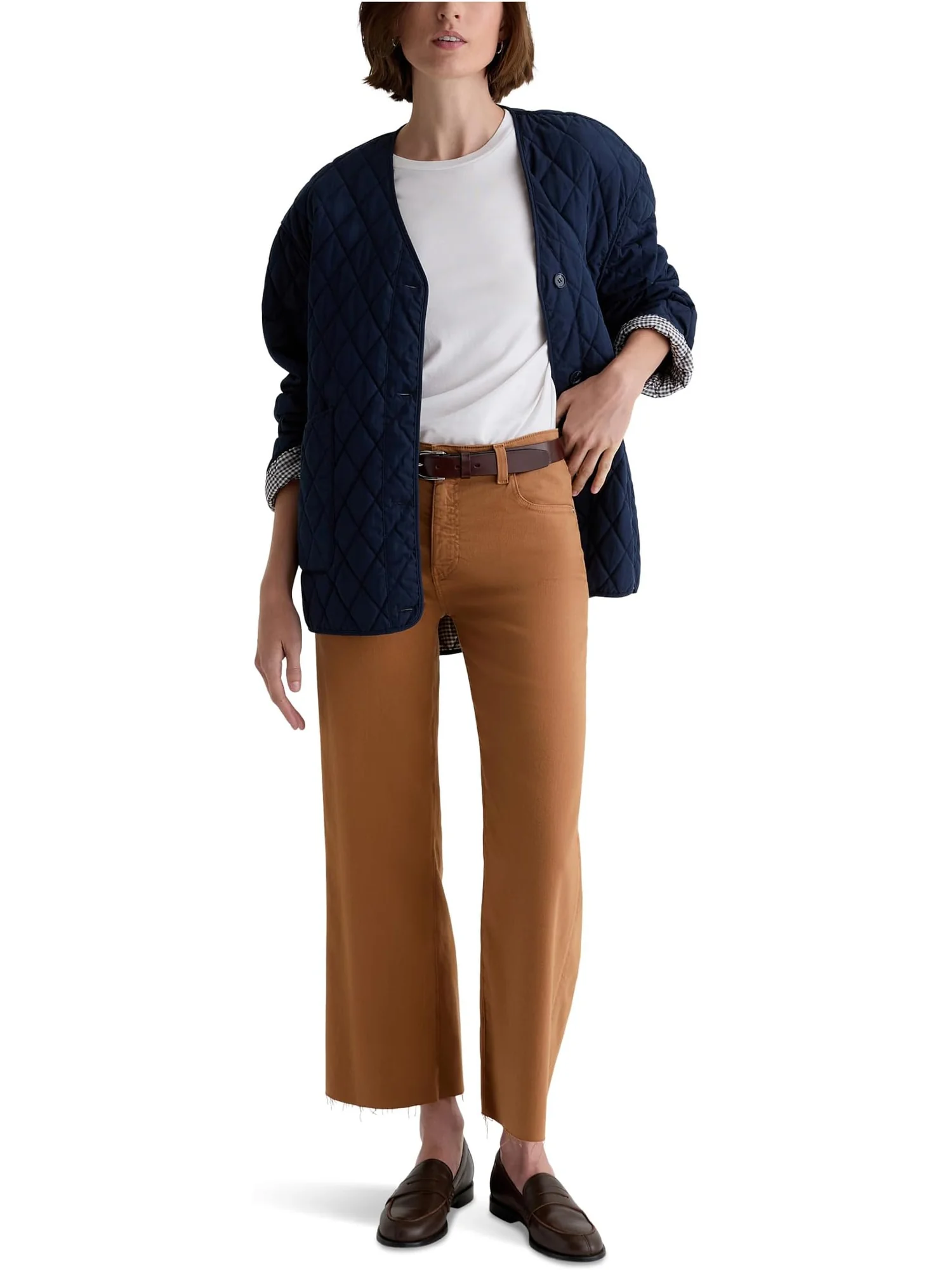 Брюки AG Jeans Saige Mid Rise Wide Leg Crop In Ginger — 4