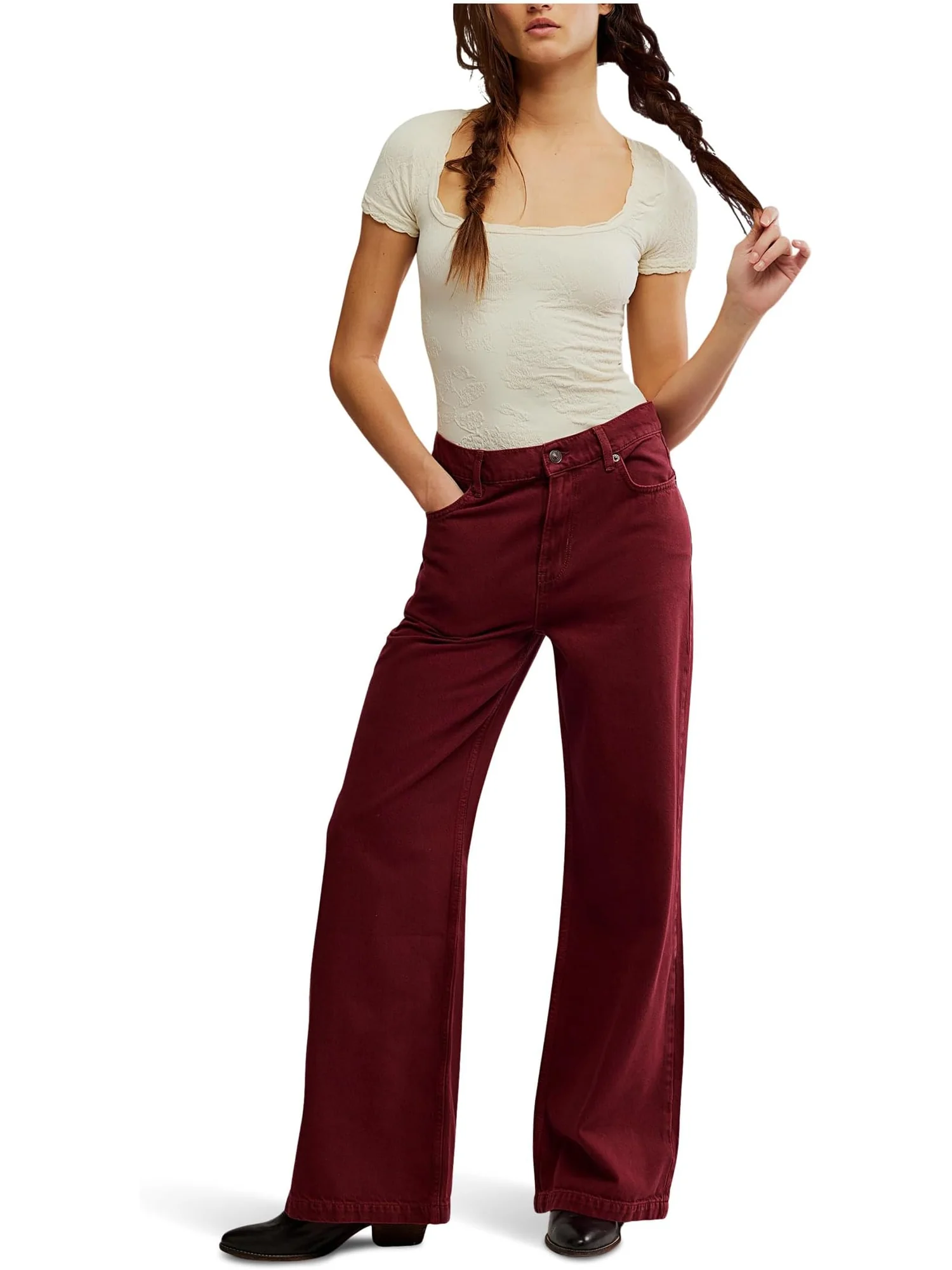 Брюки Free People Stride Jean, цвет Syrah — 4