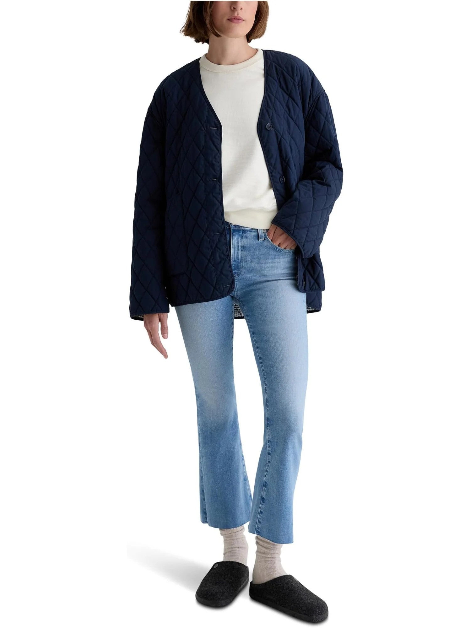 Джинсы AG Jeans Farrah Mid Rise Crop Boot Jean In 14 Years Fortuna, цвет 14 Years Fortuna — 5