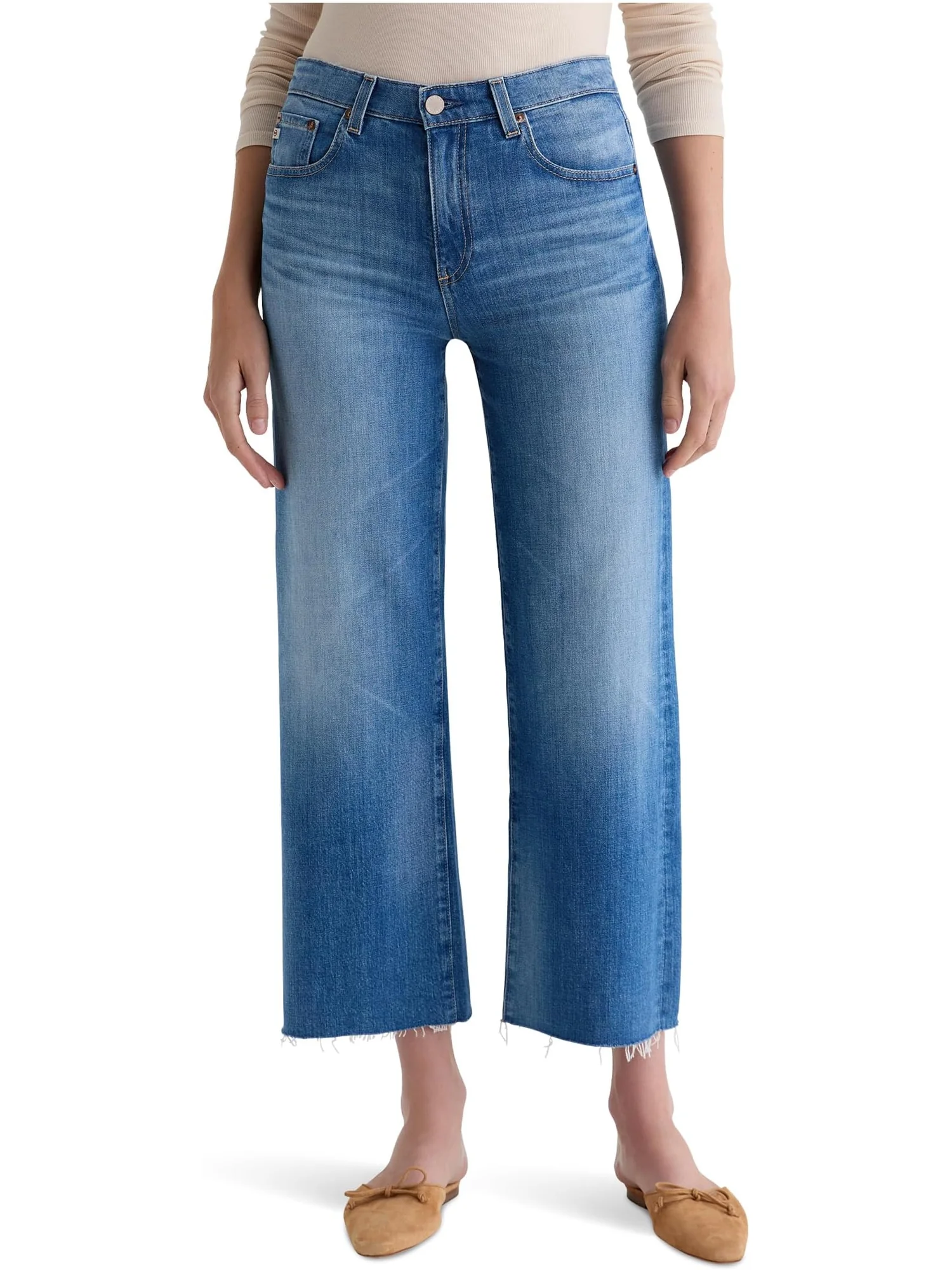 Джинсы AG Jeans Saige Mid Rise Wide Leg Crop In 13 Years Allure, цвет 13 Years Allure — 1