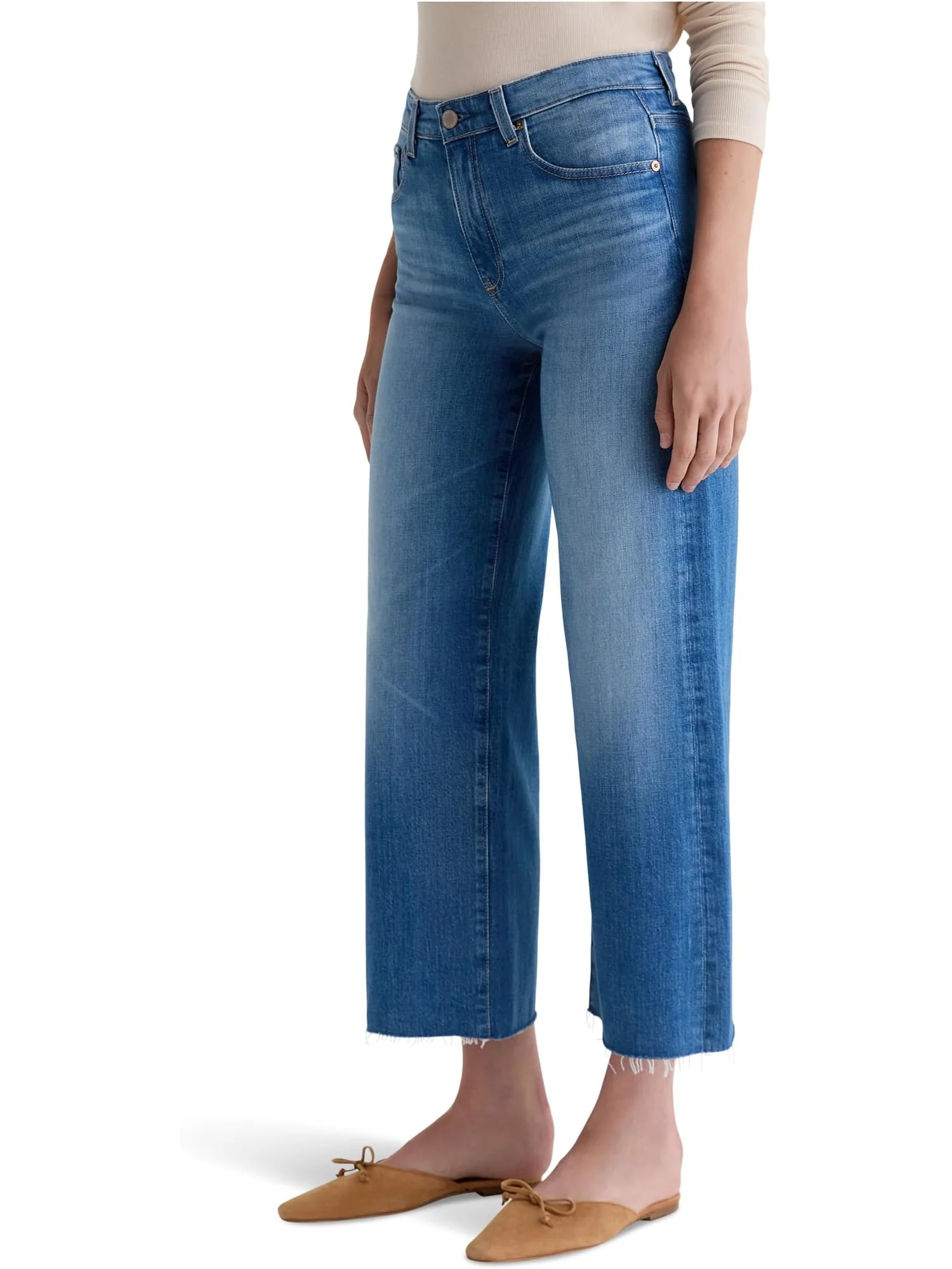 Джинсы AG Jeans Saige Mid Rise Wide Leg Crop In 13 Years Allure, цвет 13 Years Allure — 2
