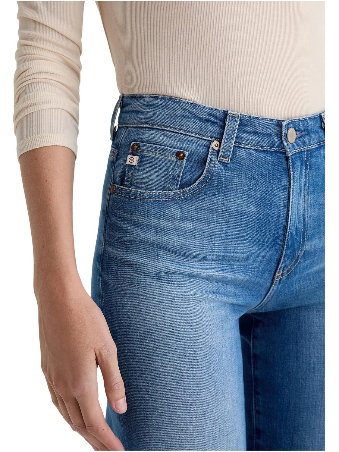 Джинсы AG Jeans Saige Mid Rise Wide Leg Crop In 13 Years Allure, цвет 13 Years Allure — 4