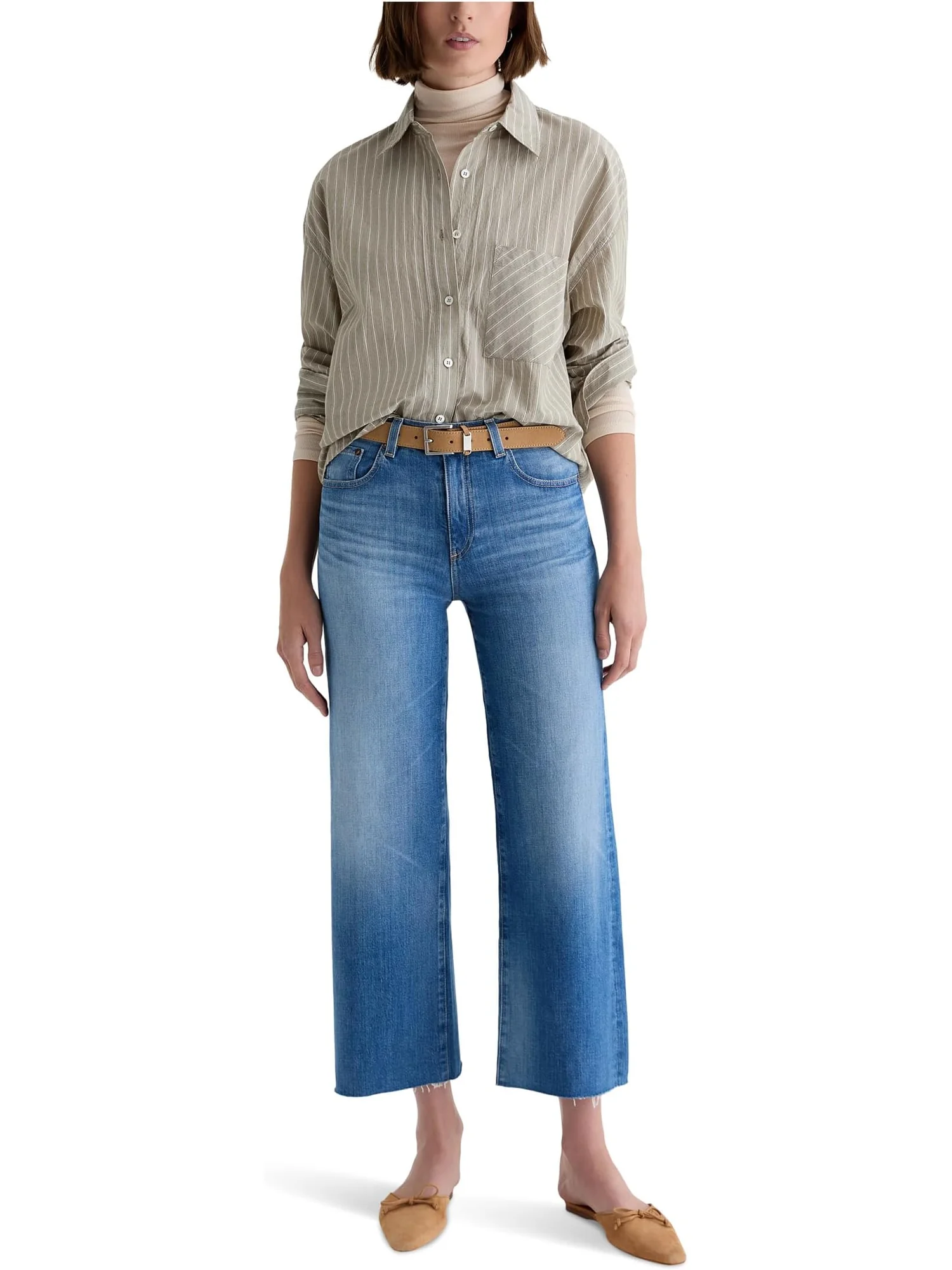 Джинсы AG Jeans Saige Mid Rise Wide Leg Crop In 13 Years Allure, цвет 13 Years Allure — 5