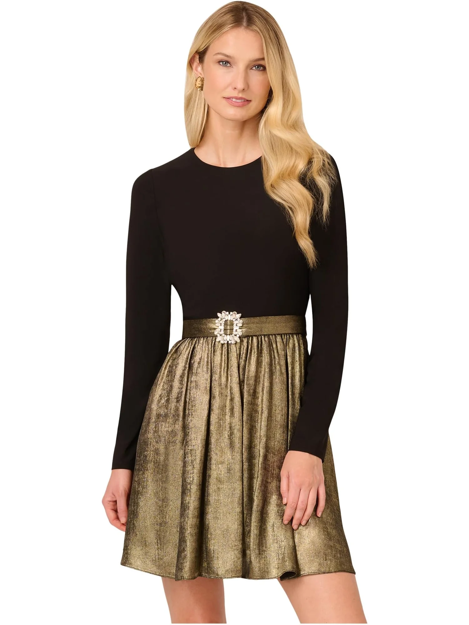 Платье Adrianna Papell Jersey Metallic Short Dress — золотистый