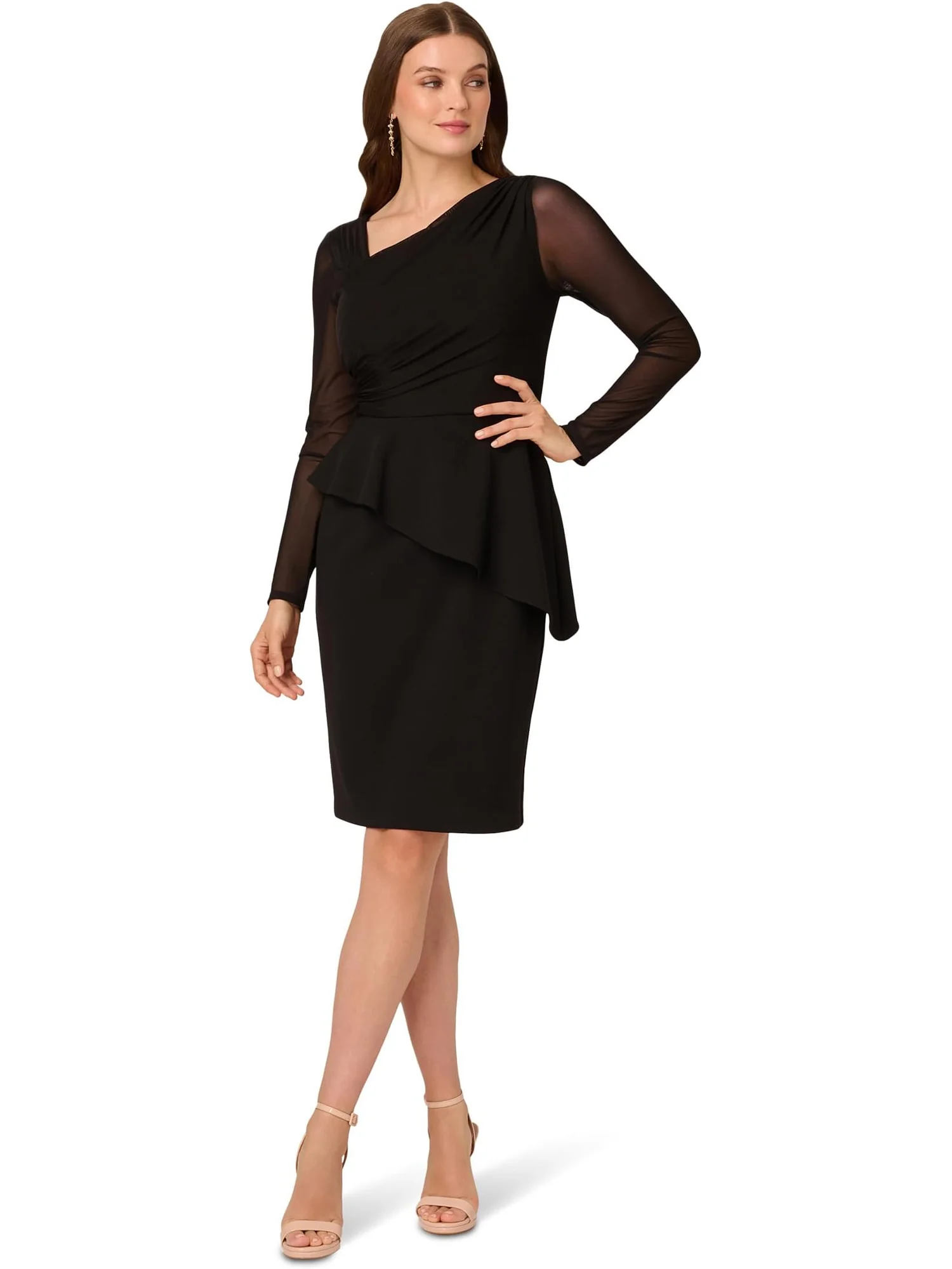 Платье Adrianna Papell Asymmetrical Crepe Dress — черный