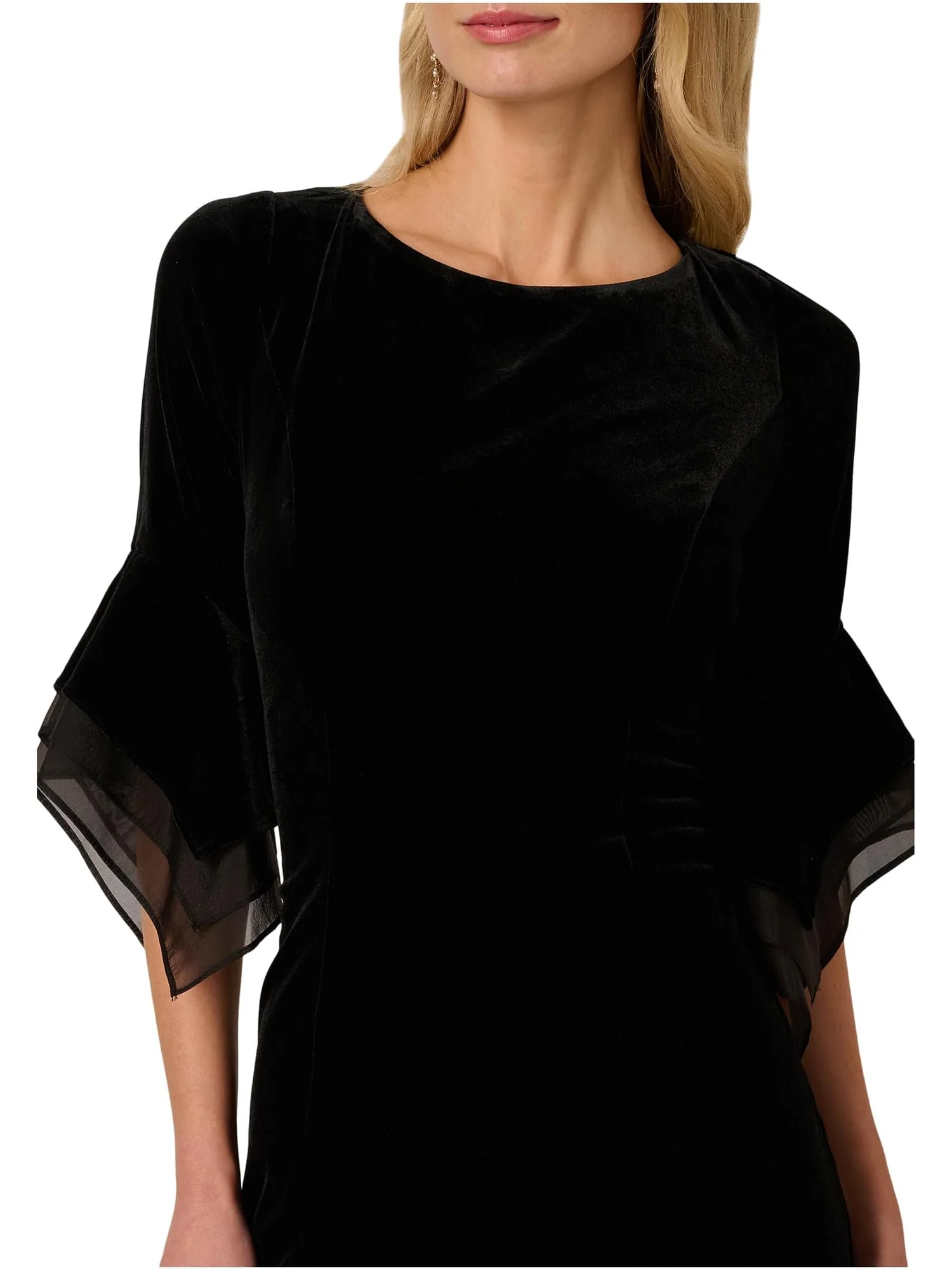 Платье Adrianna Papell Velvet Bell Sleeve Short Dress — 3