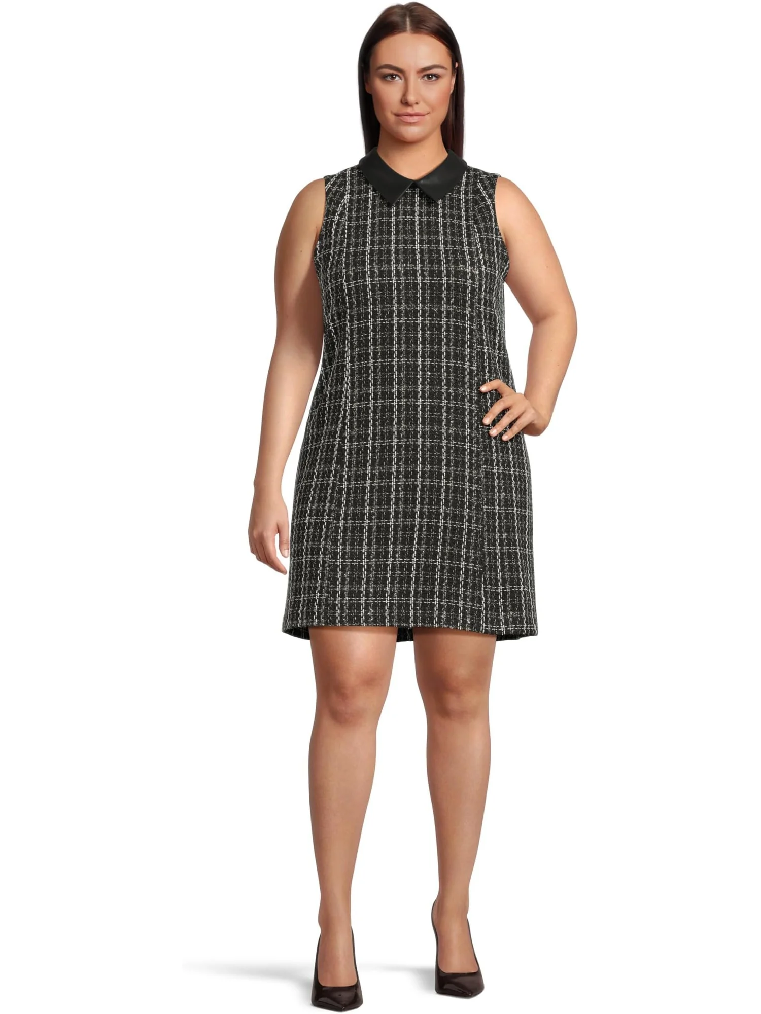 Платье Calvin Klein Sleeveless Tweed Sheath With Collar — 1