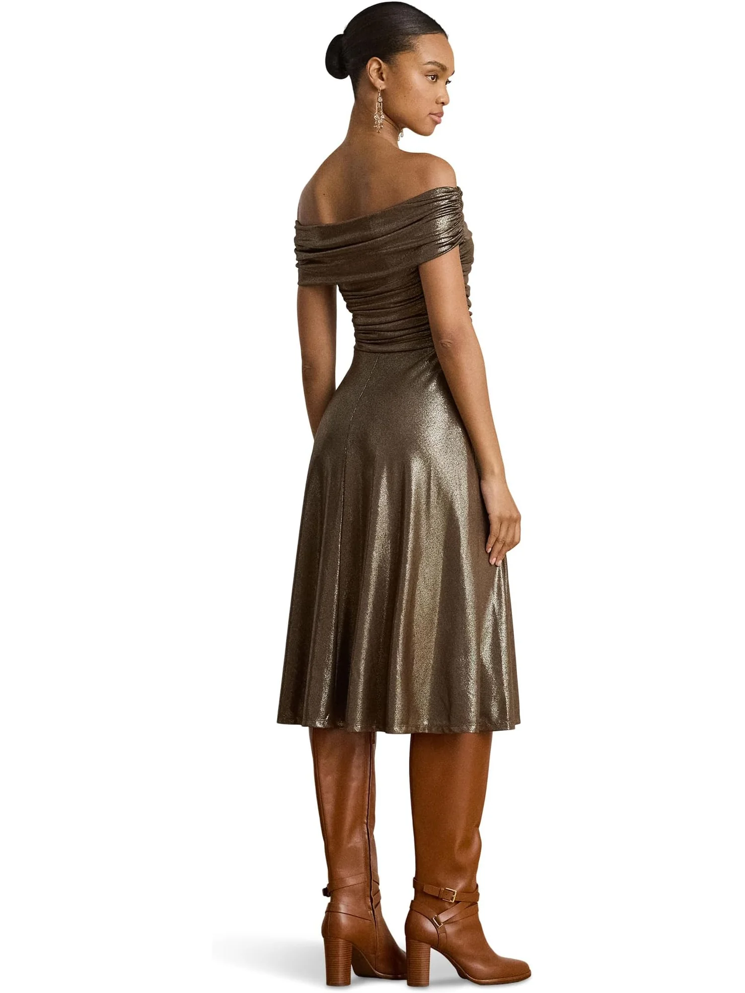 Платье Lauren Ralph Lauren Metallic Off-The-Shoulder Cocktail Dress — 2