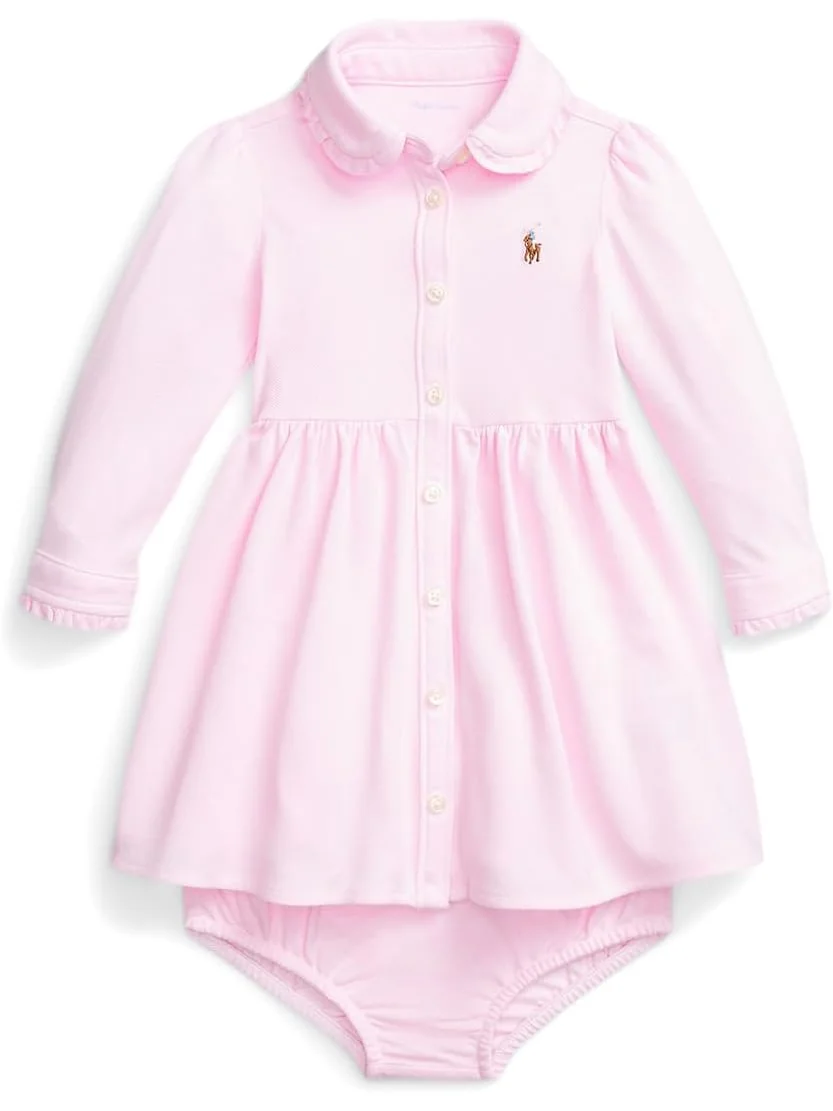 Платье Polo Ralph Lauren Kids Oxford Mesh Dress & Bloomer — розовый