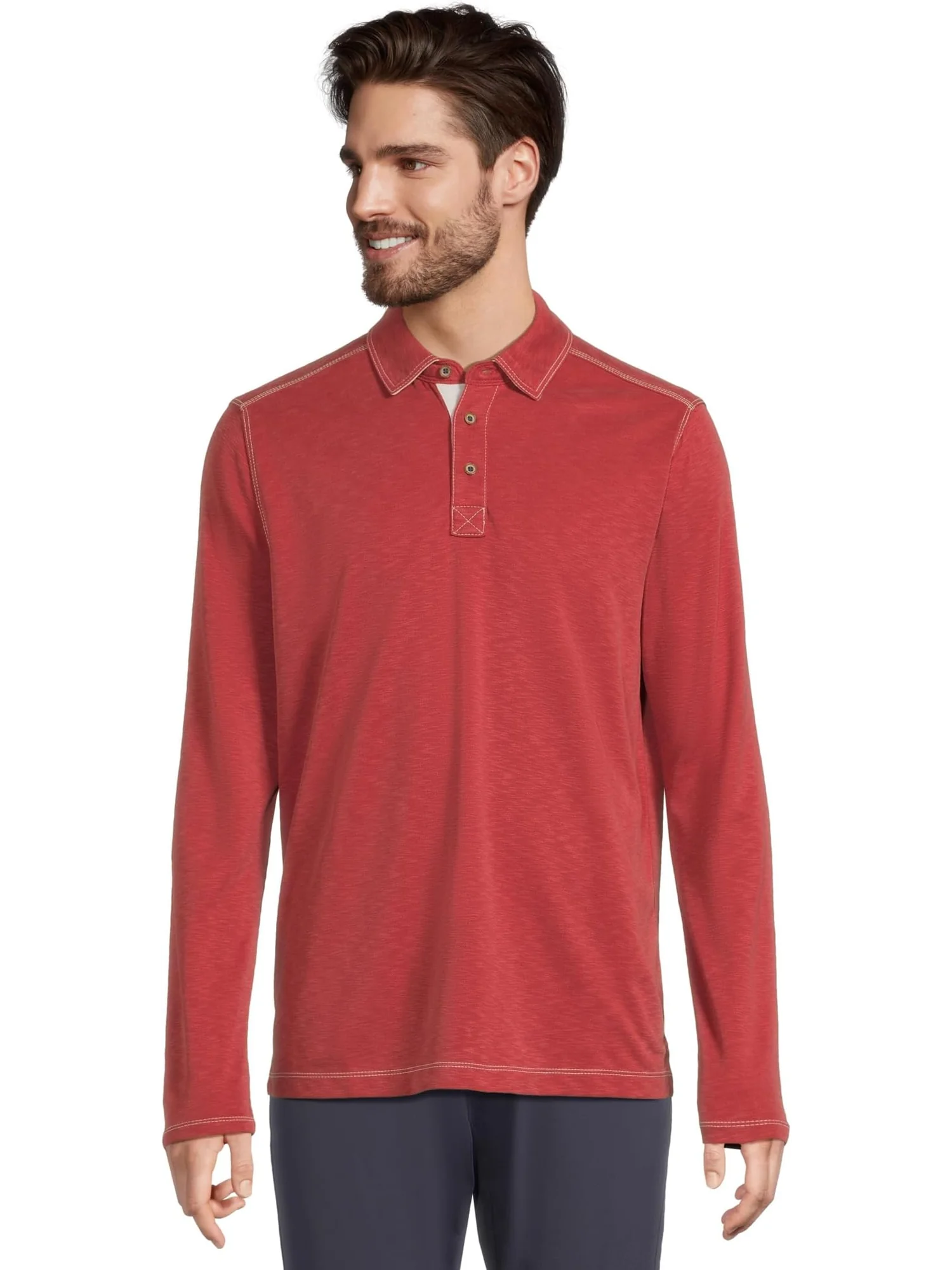 Поло Johnston & Murphy Vintage Slub Long-Sleeve Polo — 1