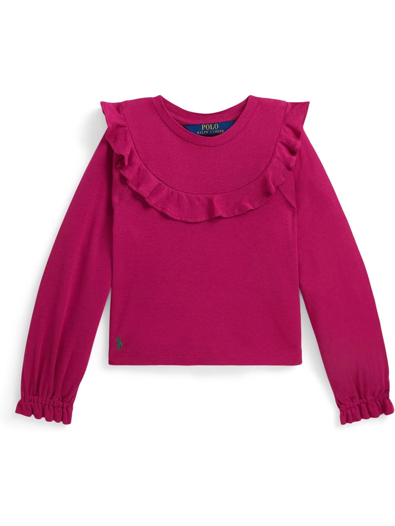 Топ Polo Ralph Lauren Kids Ruffled Cotton-Modal Top — розовый