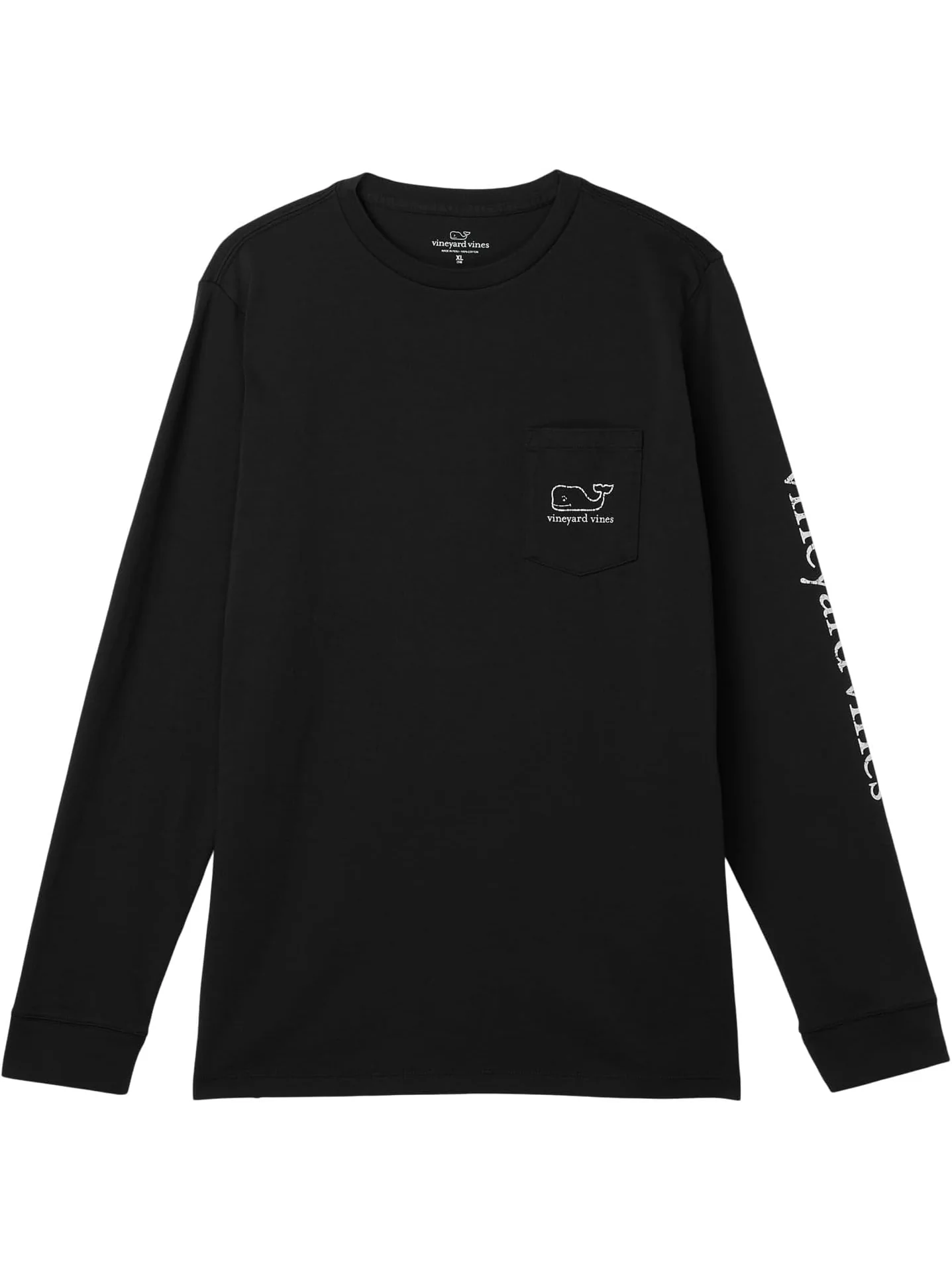 Футболка Vineyard Vines Kids Long Sleeve Vintage Whale Pocket Tee — черный