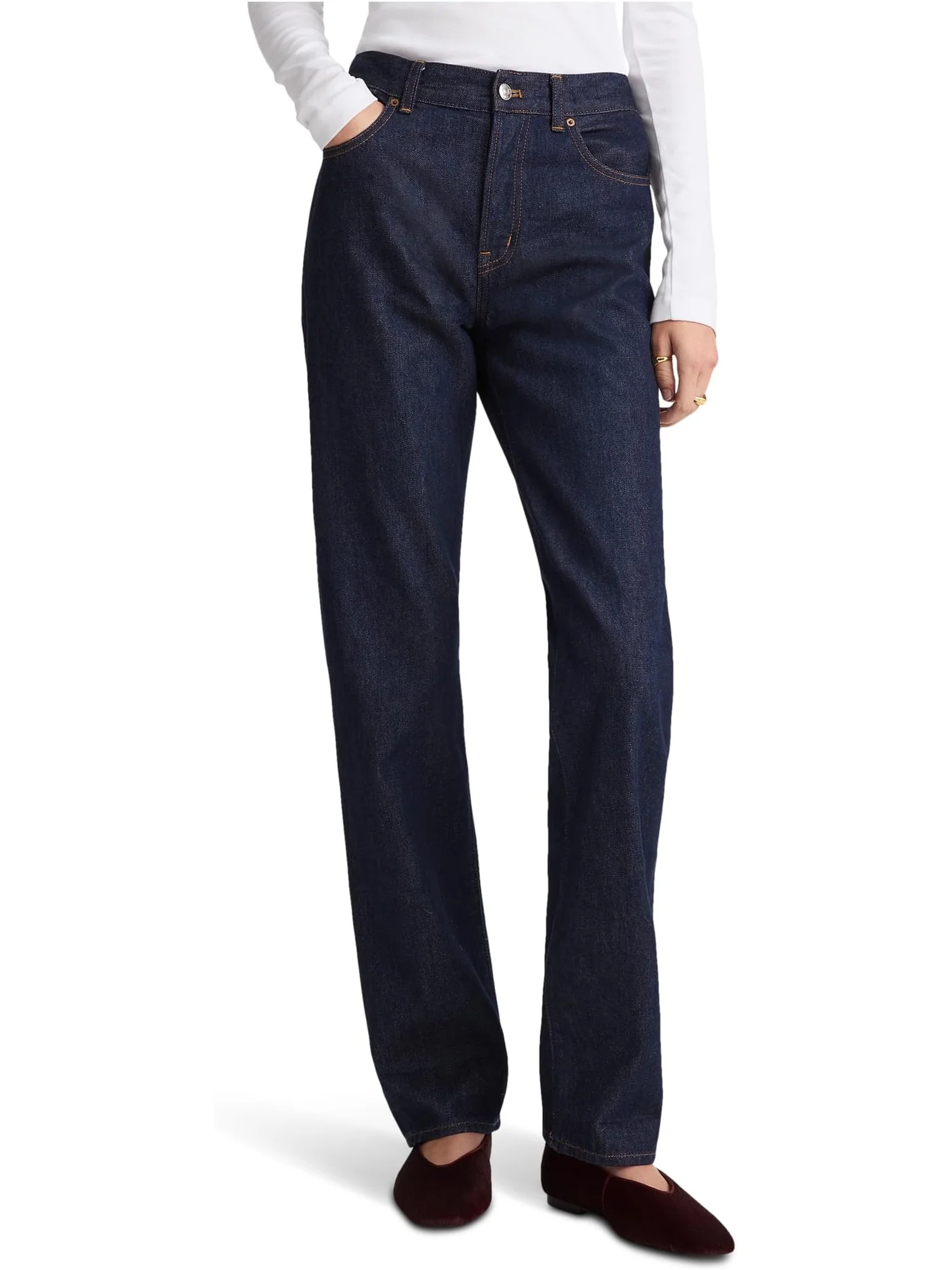Женские удлиненные прямые джинсы с эффектом полоскания Madewell, Mckinney Wash — 1