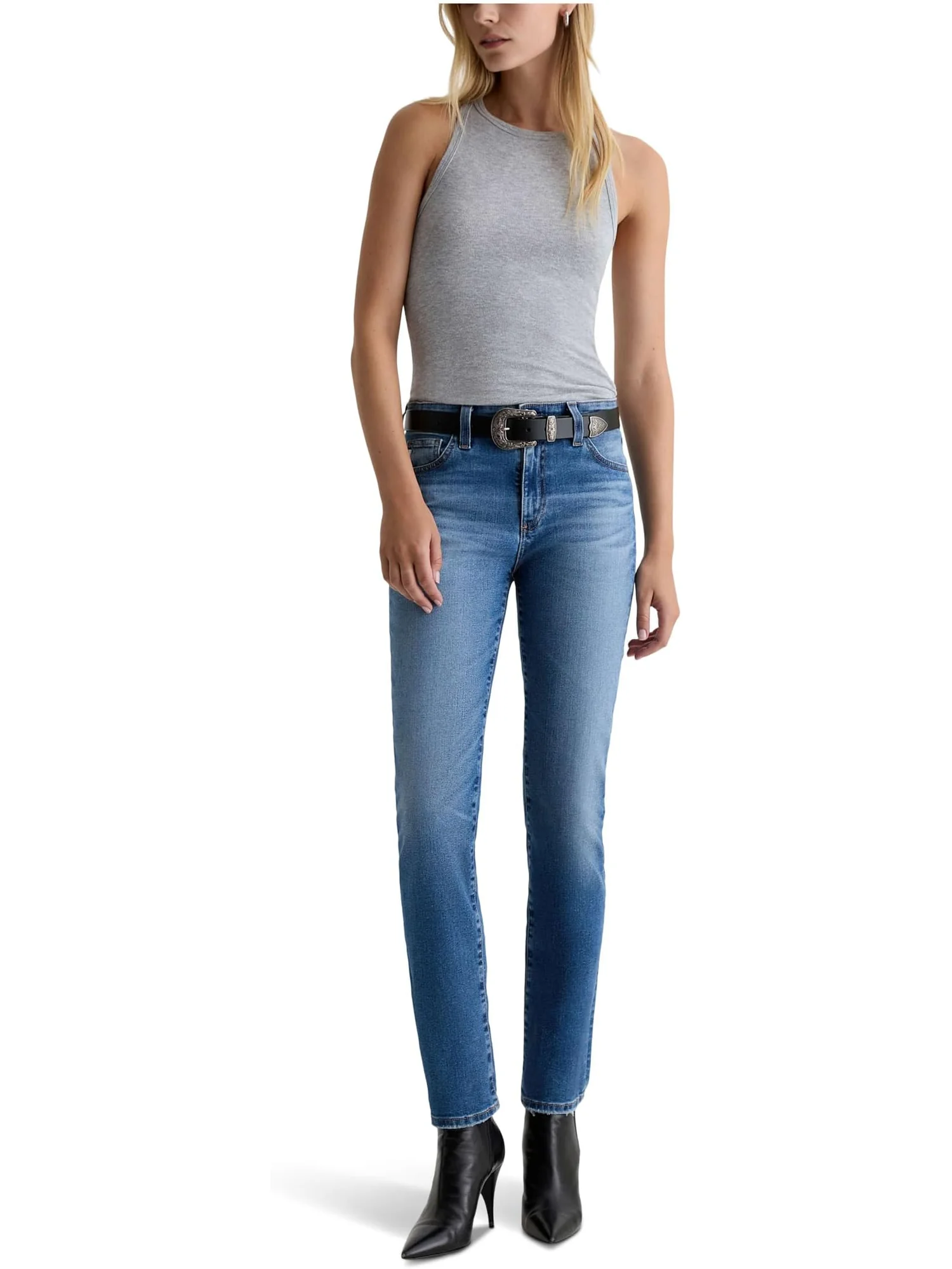 Женские джинсы Mari средней посадки Slim Straight AG Jeans, Tinseltown — 5