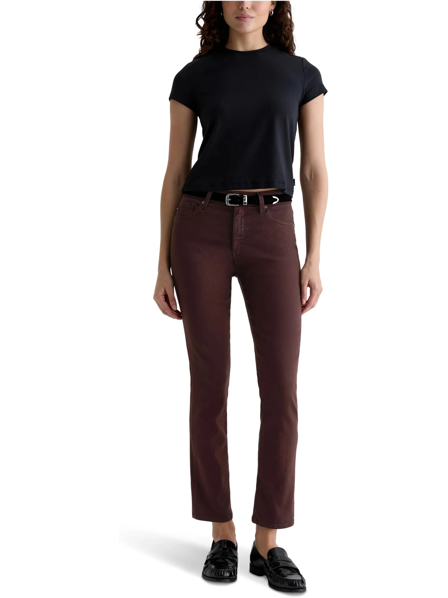 Брюки AG Jeans Women's Mari Mid Rise Slim Straight Jean In Coffee Bean — 5