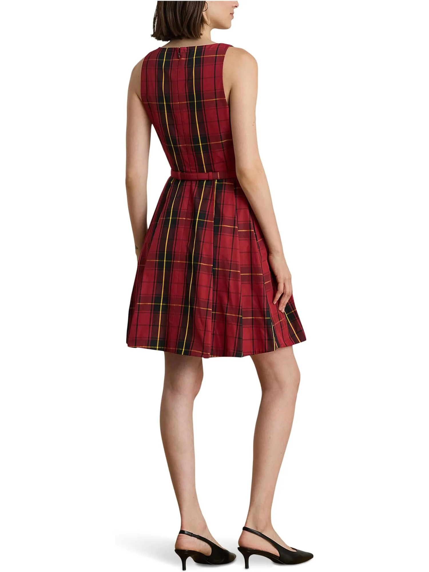 Женское коктейльное платье из тафты с клетчатым поясом Lauren Ralph Lauren — 2