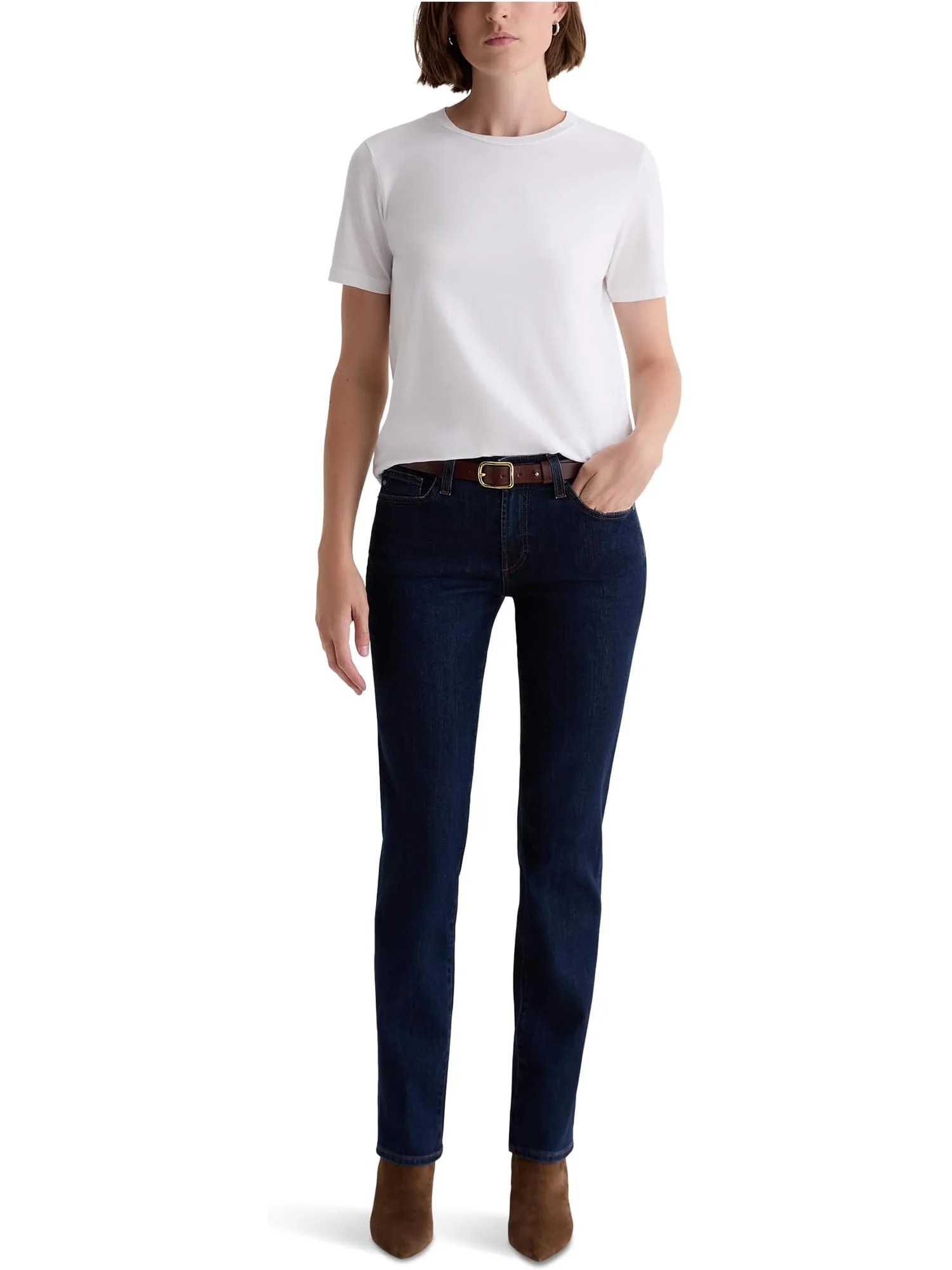 Женские облегающие прямые джинсы Sandra с низкой талией в цвете Modern Indigo AG Jeans — 4