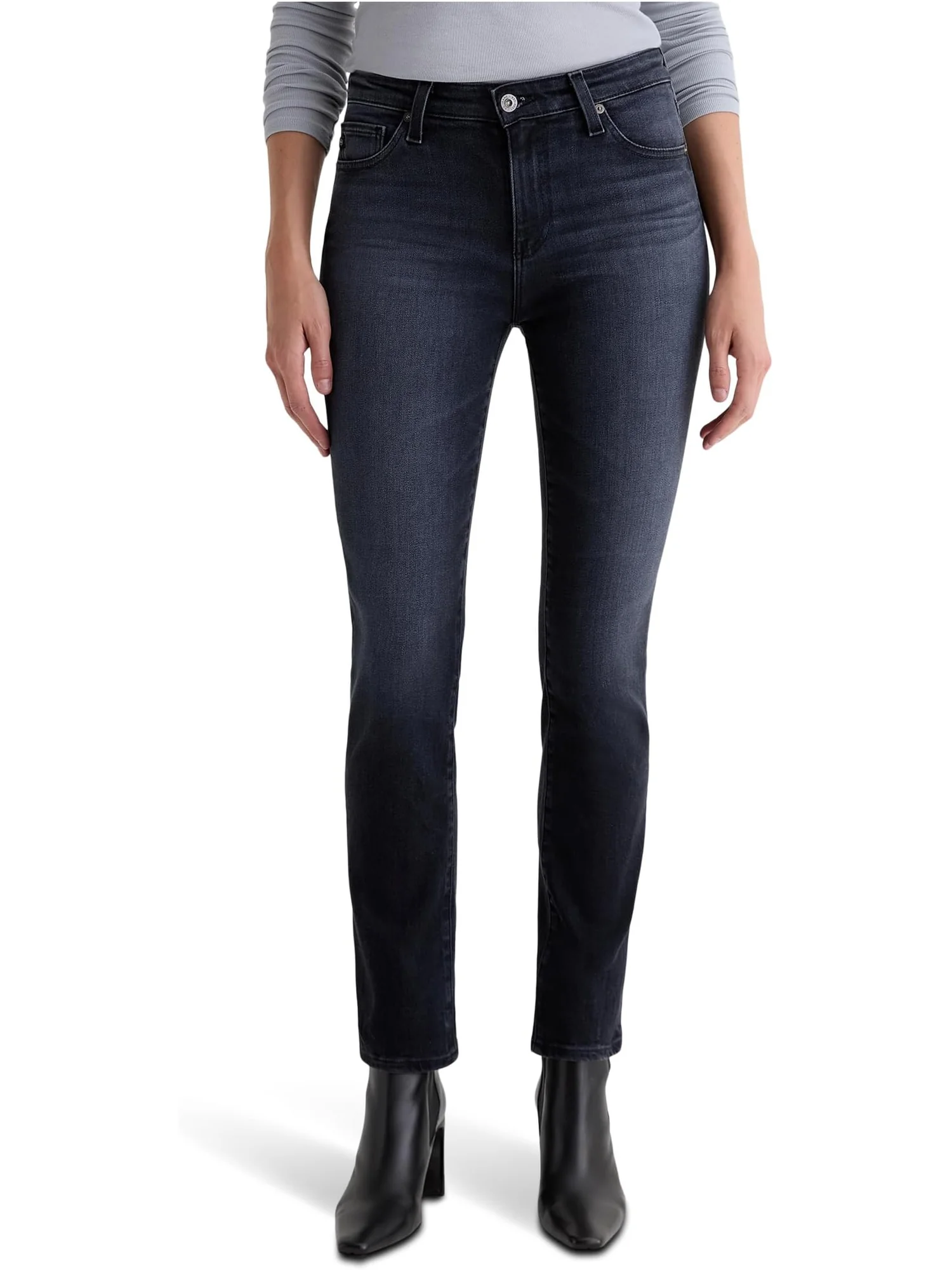Женские джинсы Mari средней посадки Slim Straight Jeans в Glitch AG Jeans — 1