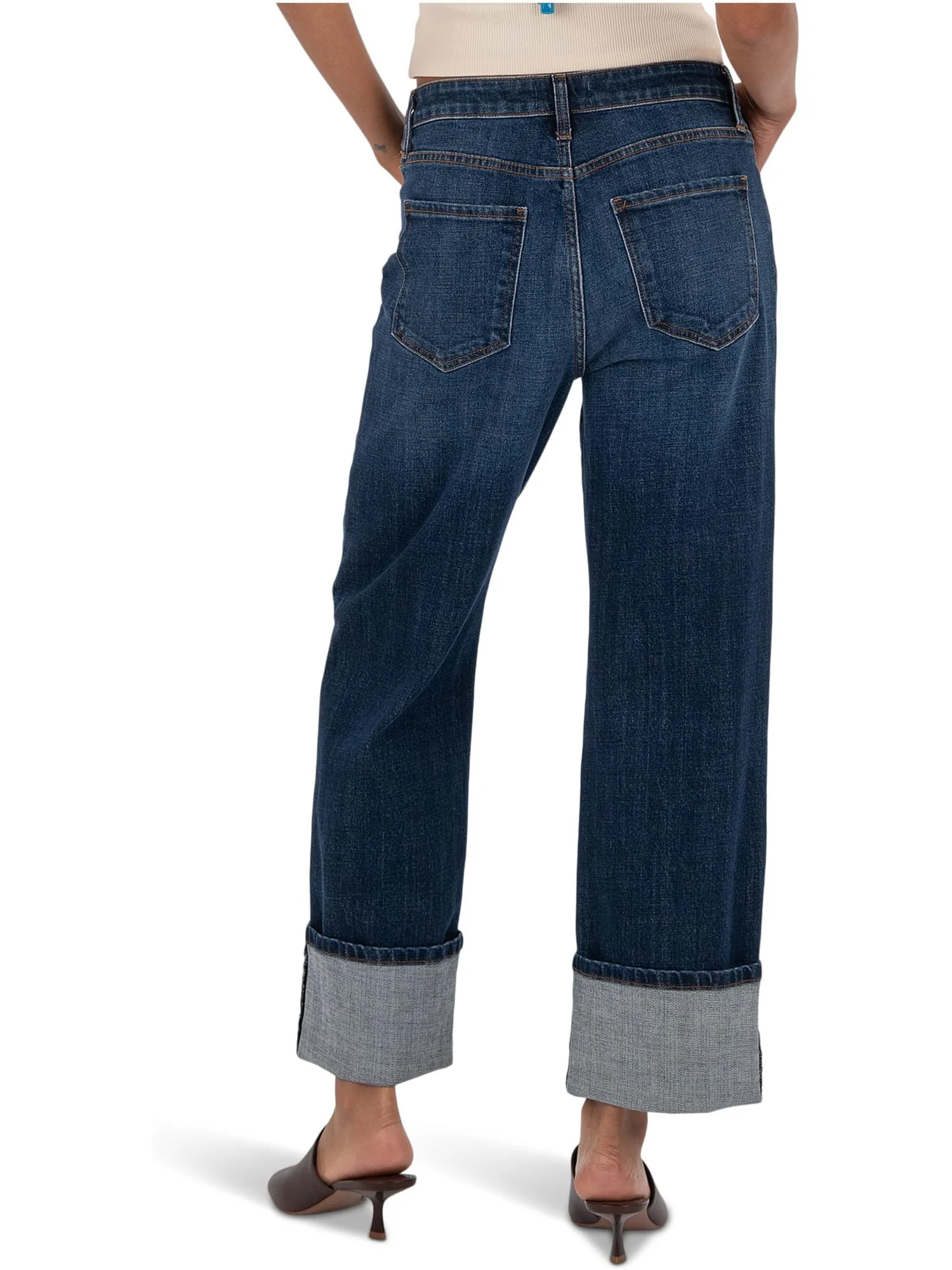 Джинсы KUT from the Kloth Women's Sienna High-Rise Straight Leg-Roll Up 5" in Clarity, Clarity — 2