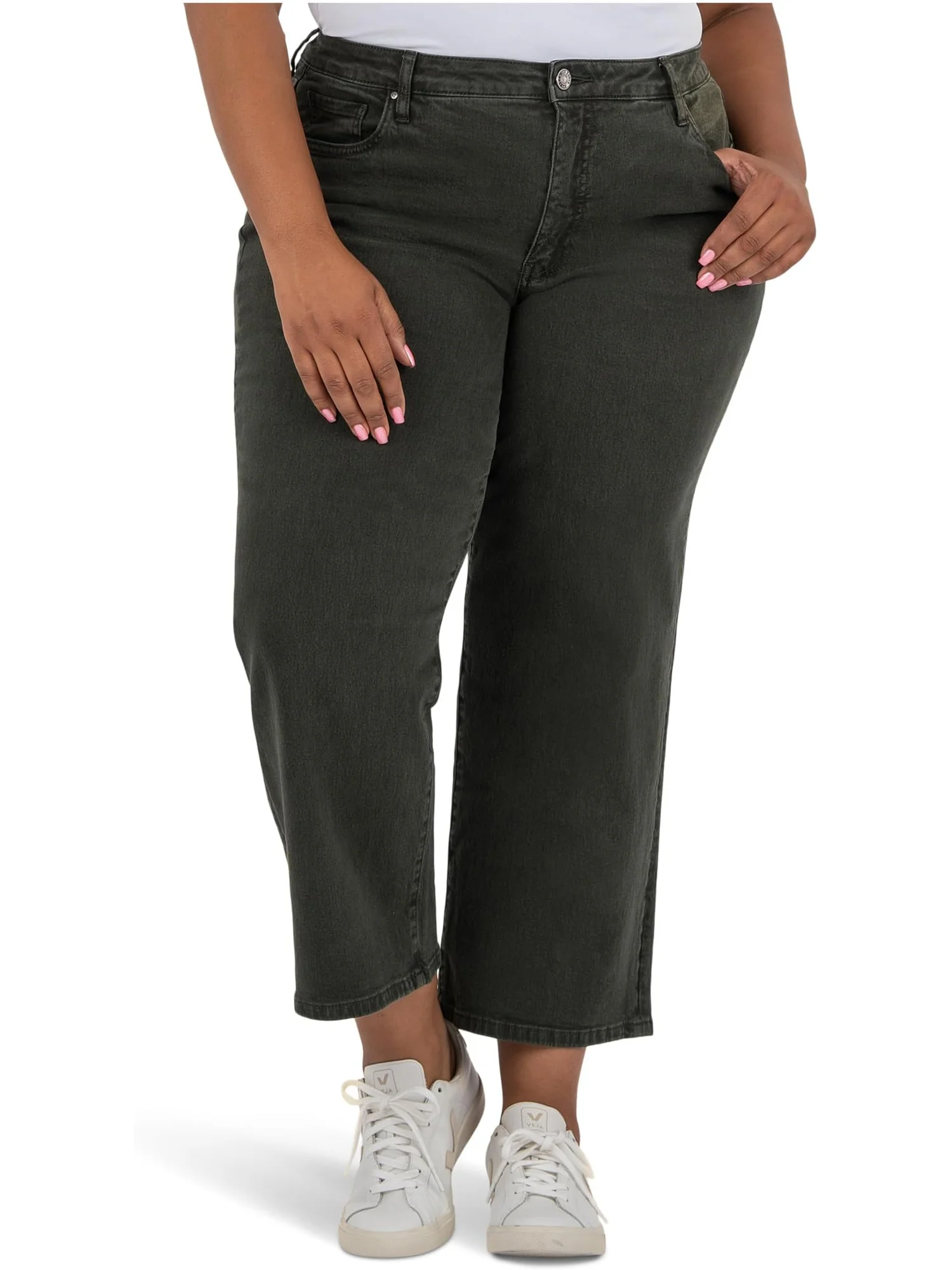 Джинсы KUT from the Kloth Women's Plus Charlotte High Rise Wide Leg With Regular Hem, Sherwood Forest — 1