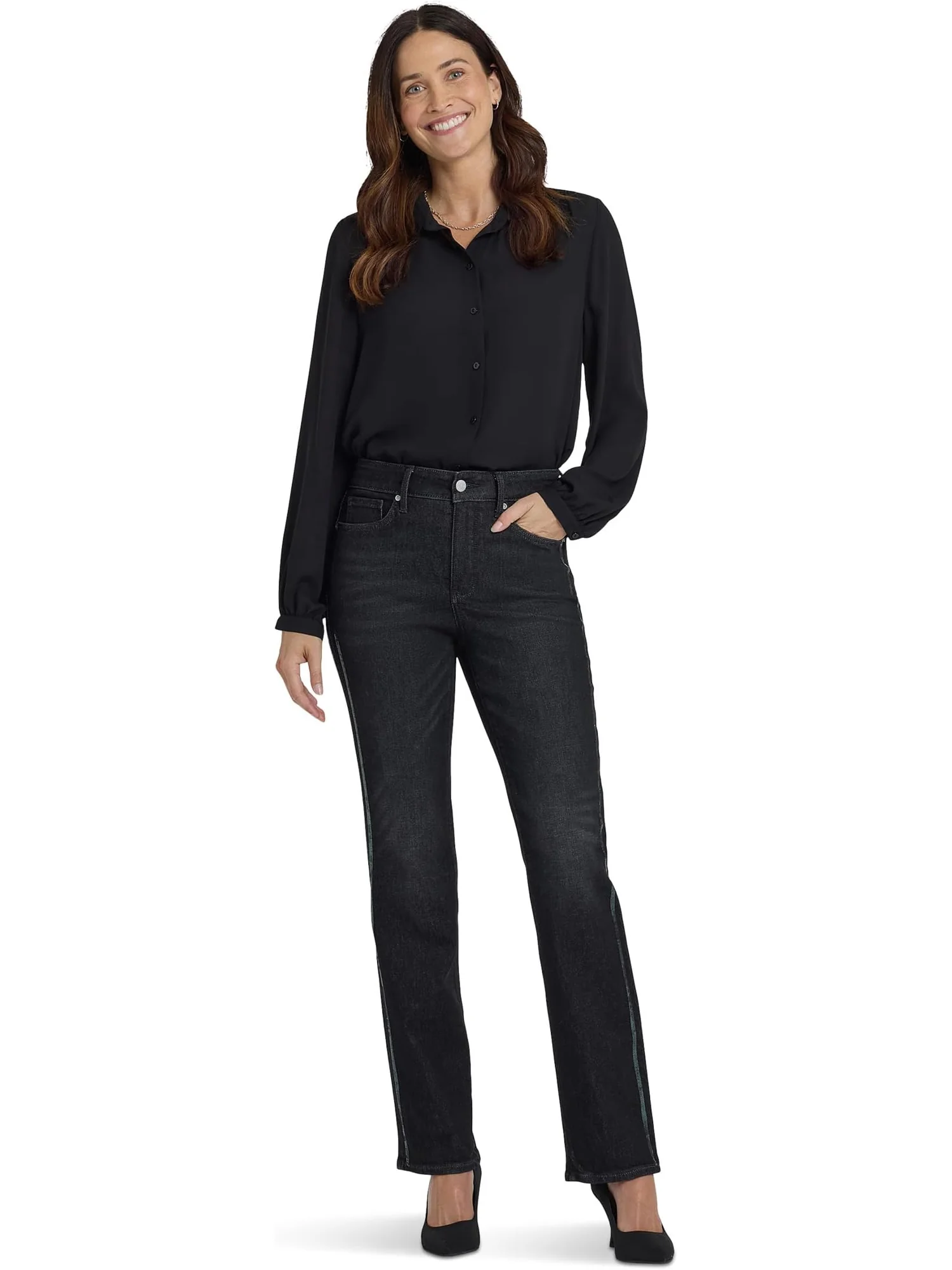 Женские джинсы Petite Marilyn Straight в цвете French Nightfall NYDJ — 1