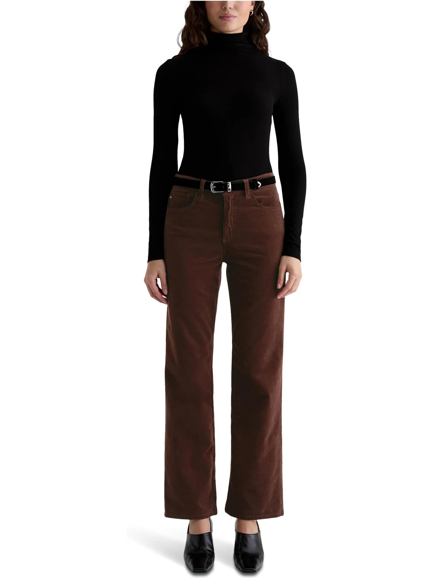 Брюки AG Jeans Women's Brinley Mid Rise Straight In Coffee Bean — 5