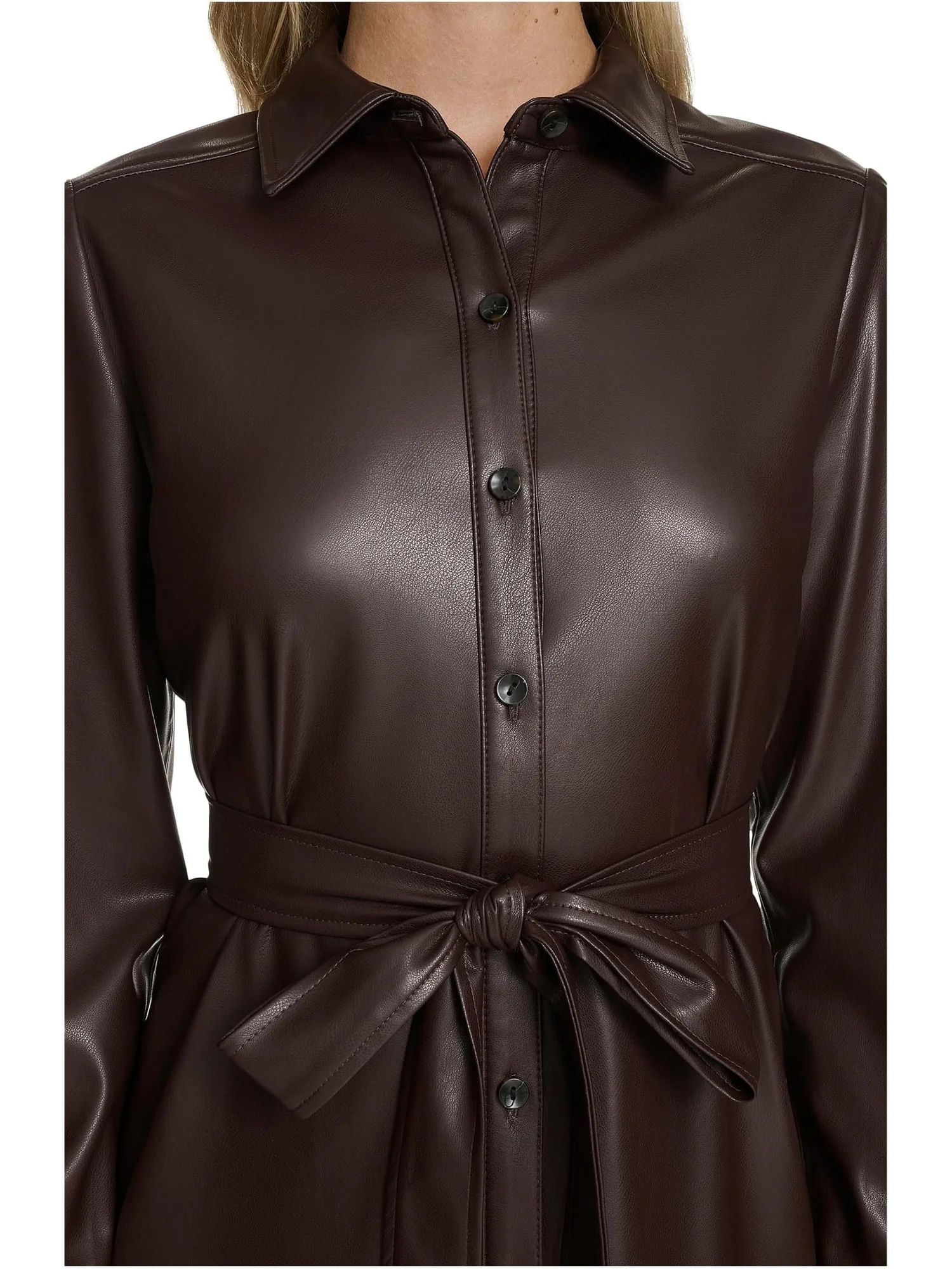 Женское платье-рубашка из искусственной кожи Calvin Klein — 4