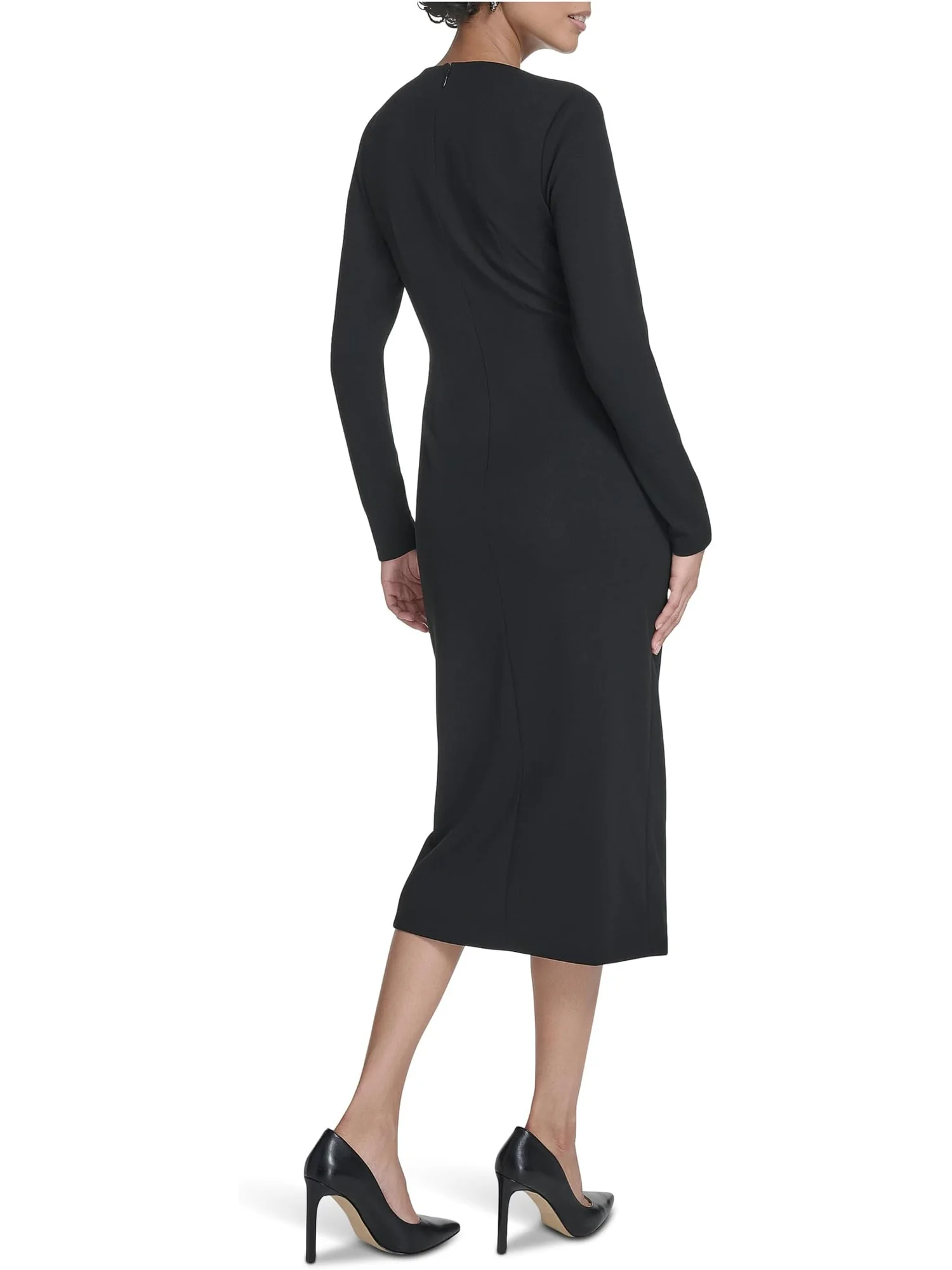 Женское однотонное миди с длинными рукавами и сборками Calvin Klein — 2