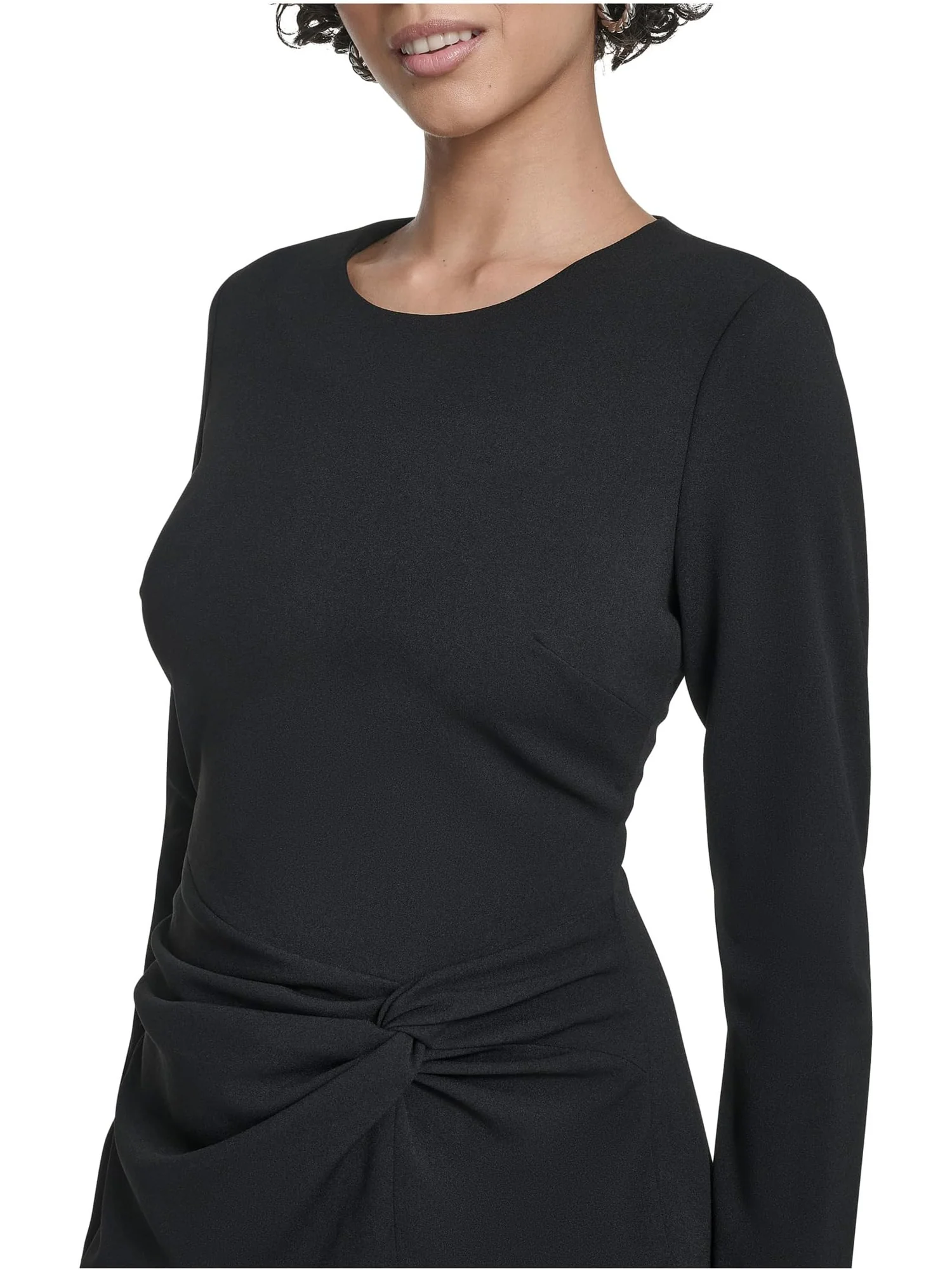 Женское однотонное миди с длинными рукавами и сборками Calvin Klein — 4