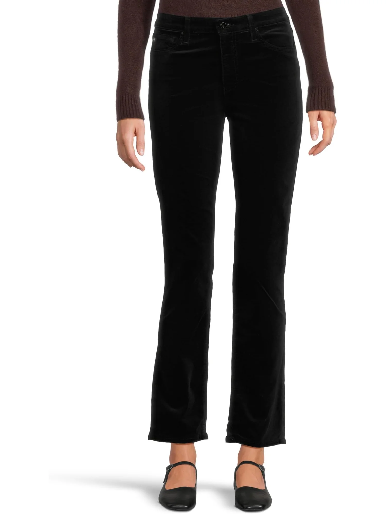 Брюки AG Jeans Women's Mari Mid Rise Slim Straight Jean In Super Black — 1