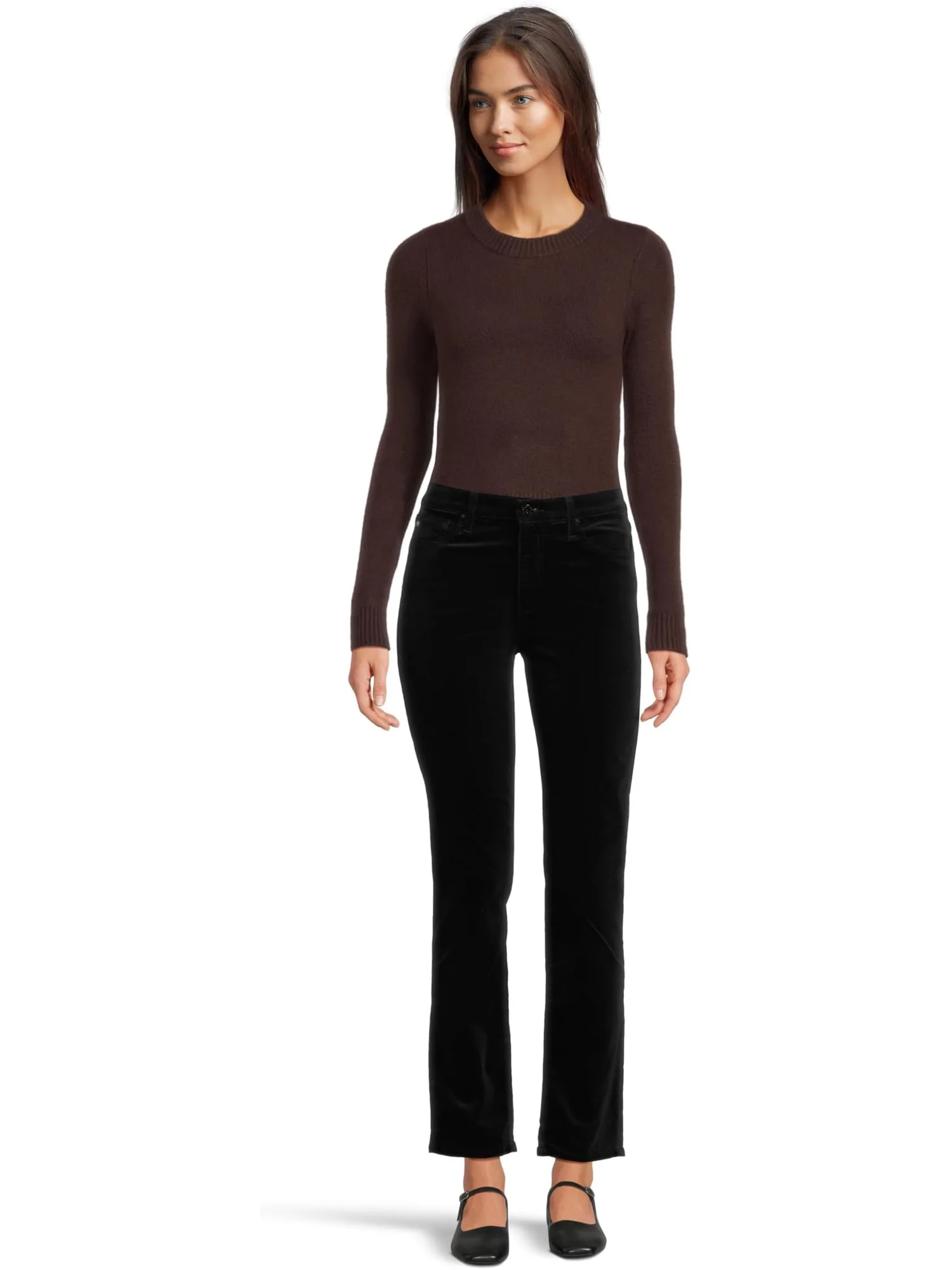 Брюки AG Jeans Women's Mari Mid Rise Slim Straight Jean In Super Black — 5
