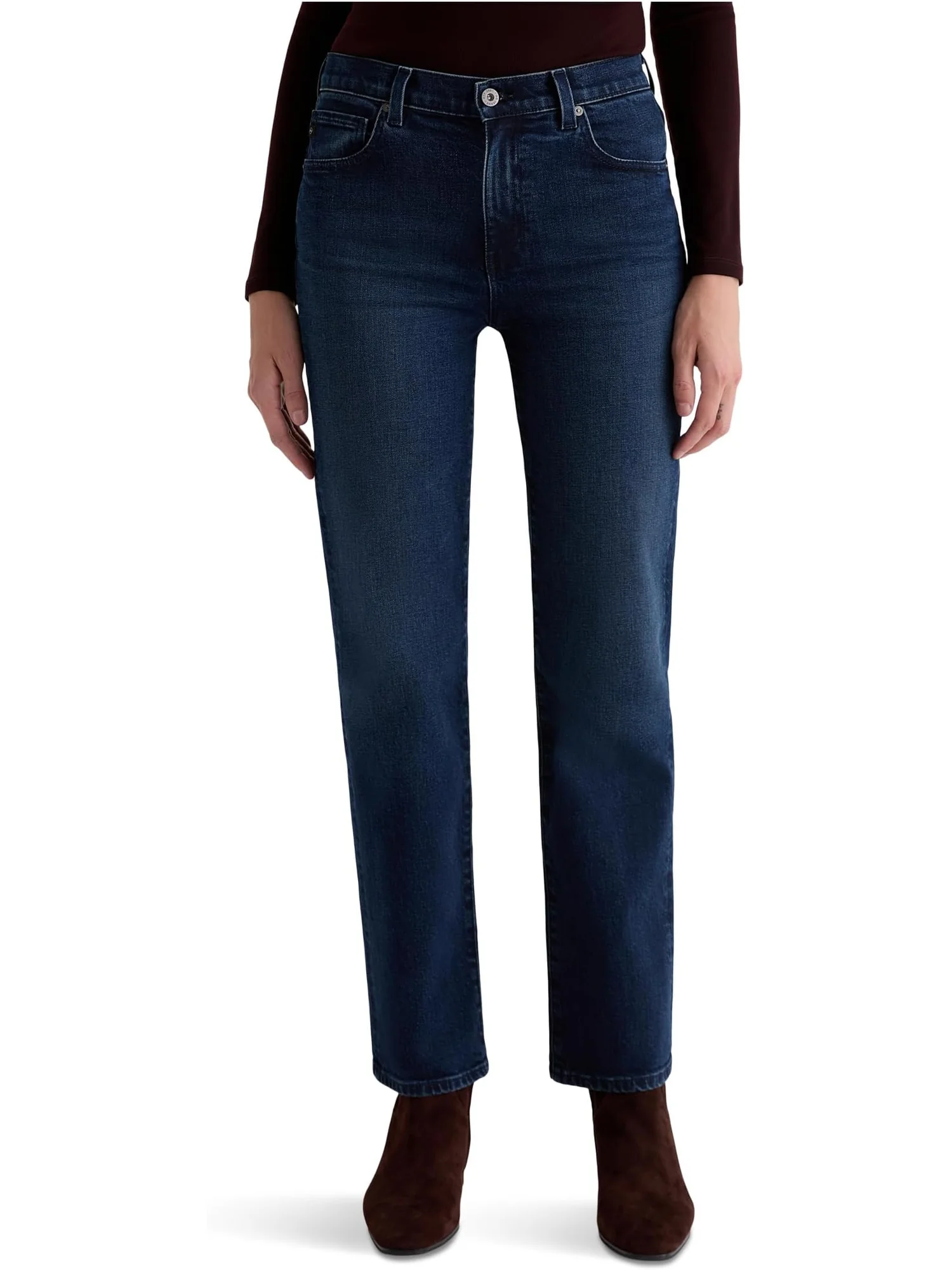 Женские прямые джинсы Brinley средней посадки в цвете Midnight Sun AG Jeans — 1