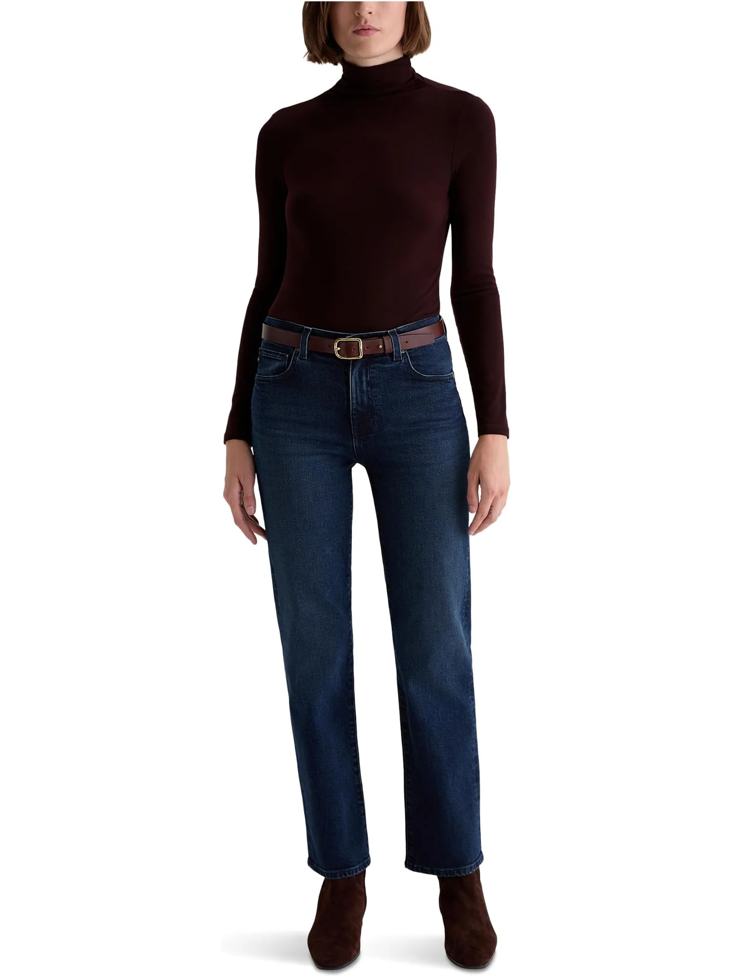 Женские прямые джинсы Brinley средней посадки в цвете Midnight Sun AG Jeans — 5