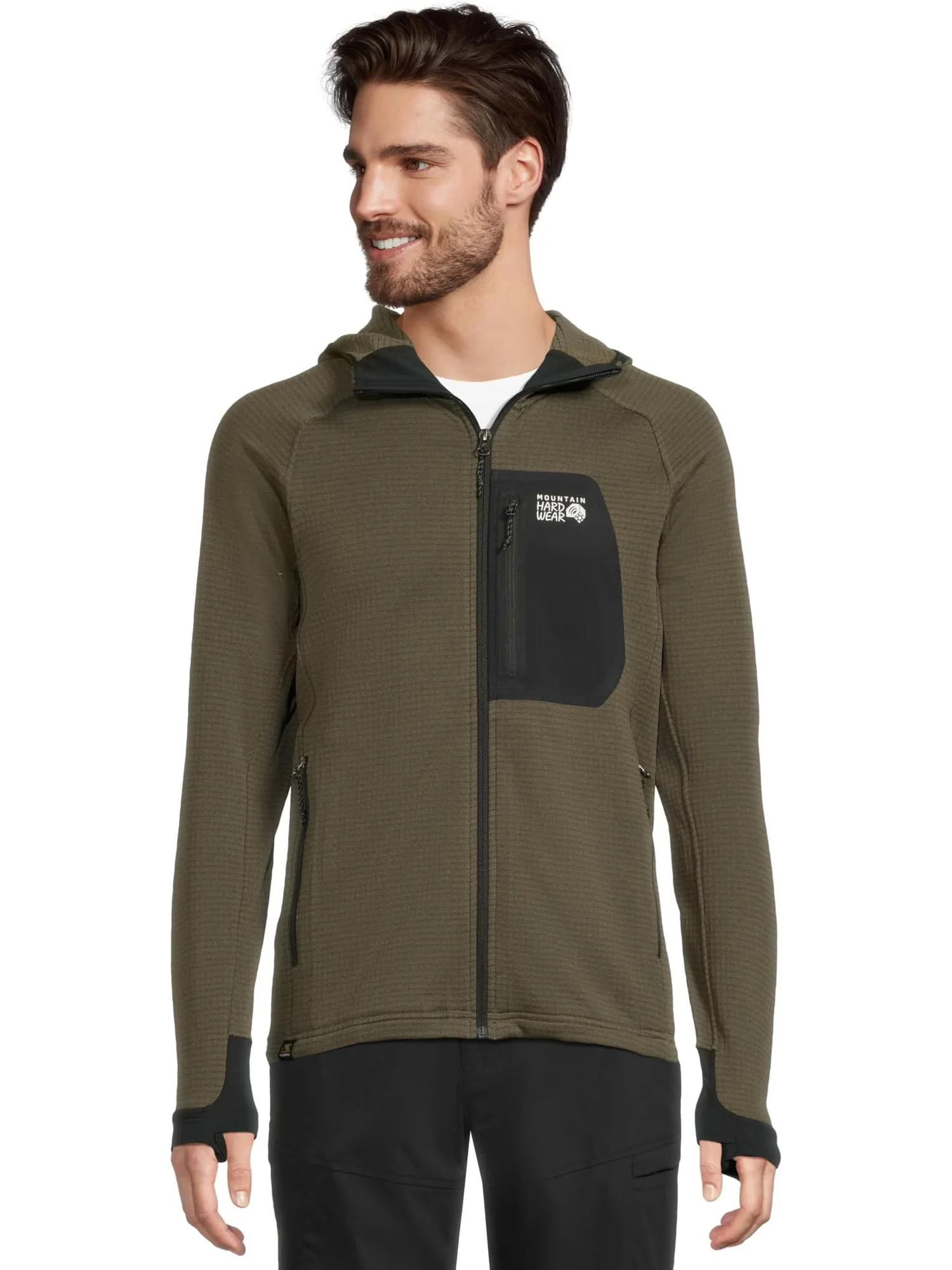 Мужская толстовка с капюшоном Polartec Power Grid на молнии Mountain Hardwear, Ridgeline Heather — 1