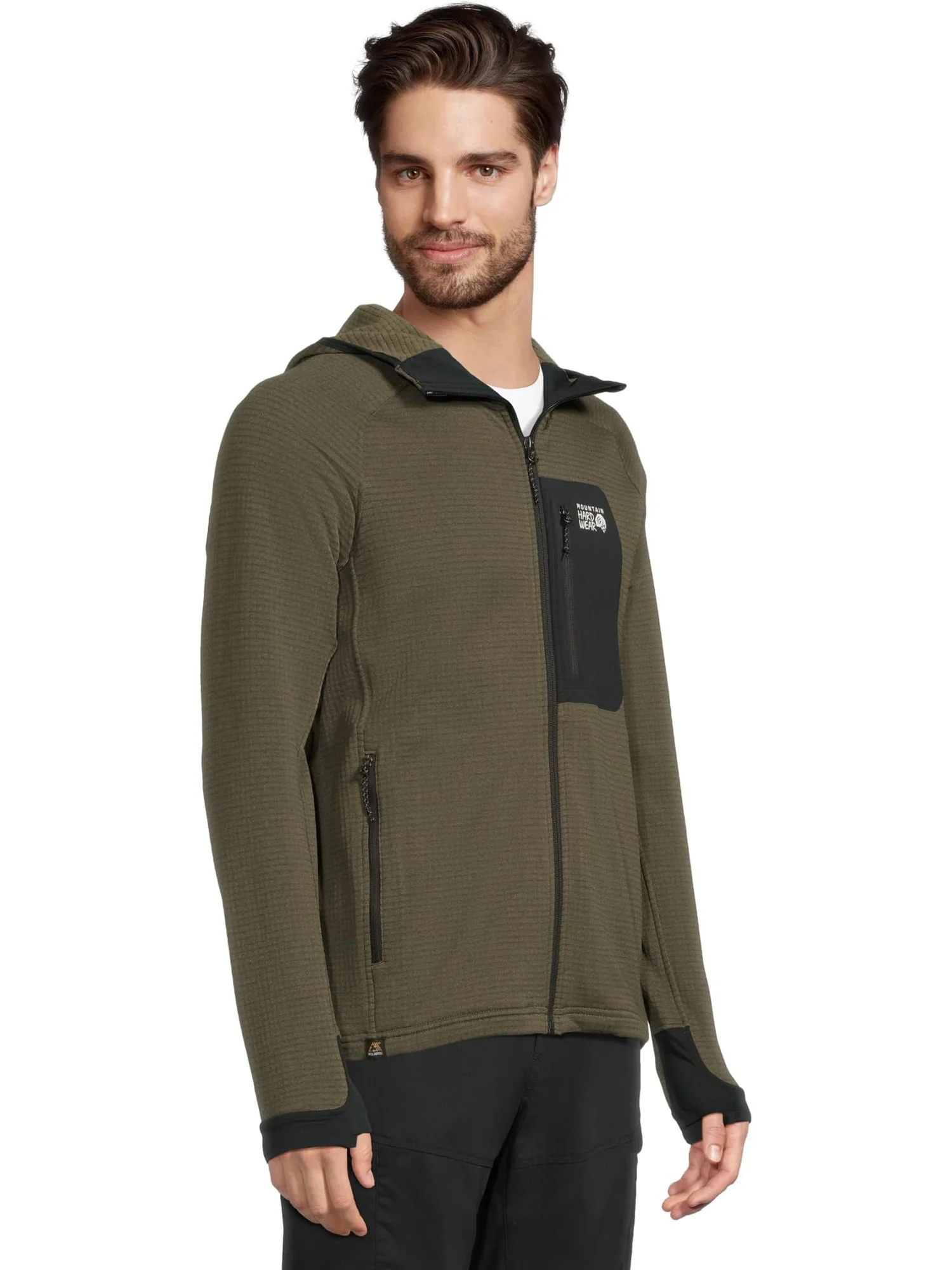 Мужская толстовка с капюшоном Polartec Power Grid на молнии Mountain Hardwear, Ridgeline Heather — 2