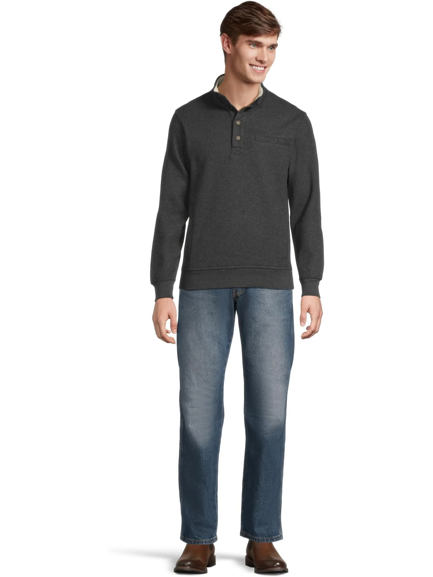 Мужская флисовая кофта Katahdin Iron Works Bonded Waffle Mock Neck L.L.Bean — 5