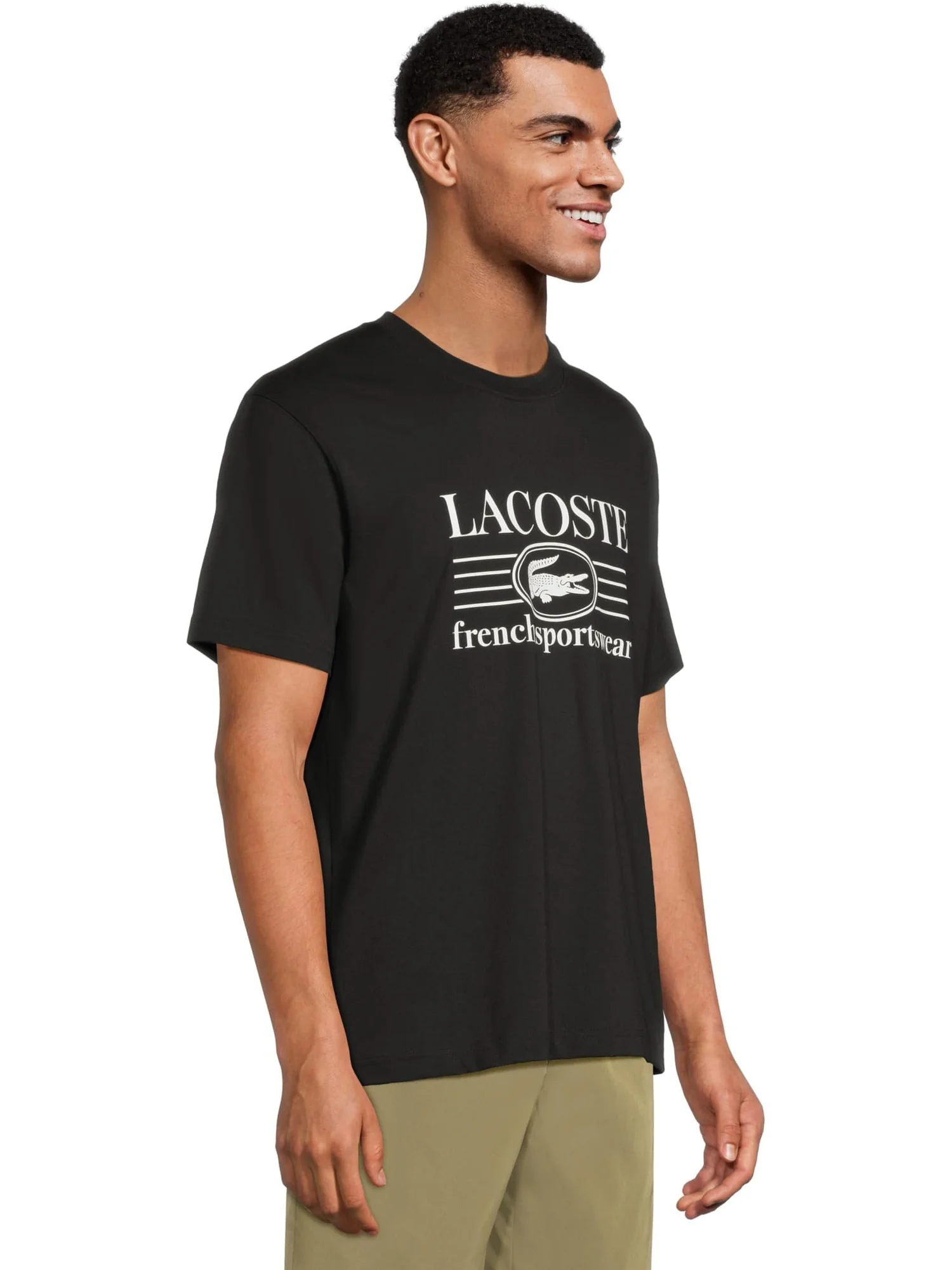 Мужская классическая хлопковая футболка с принтом Lacoste — 2