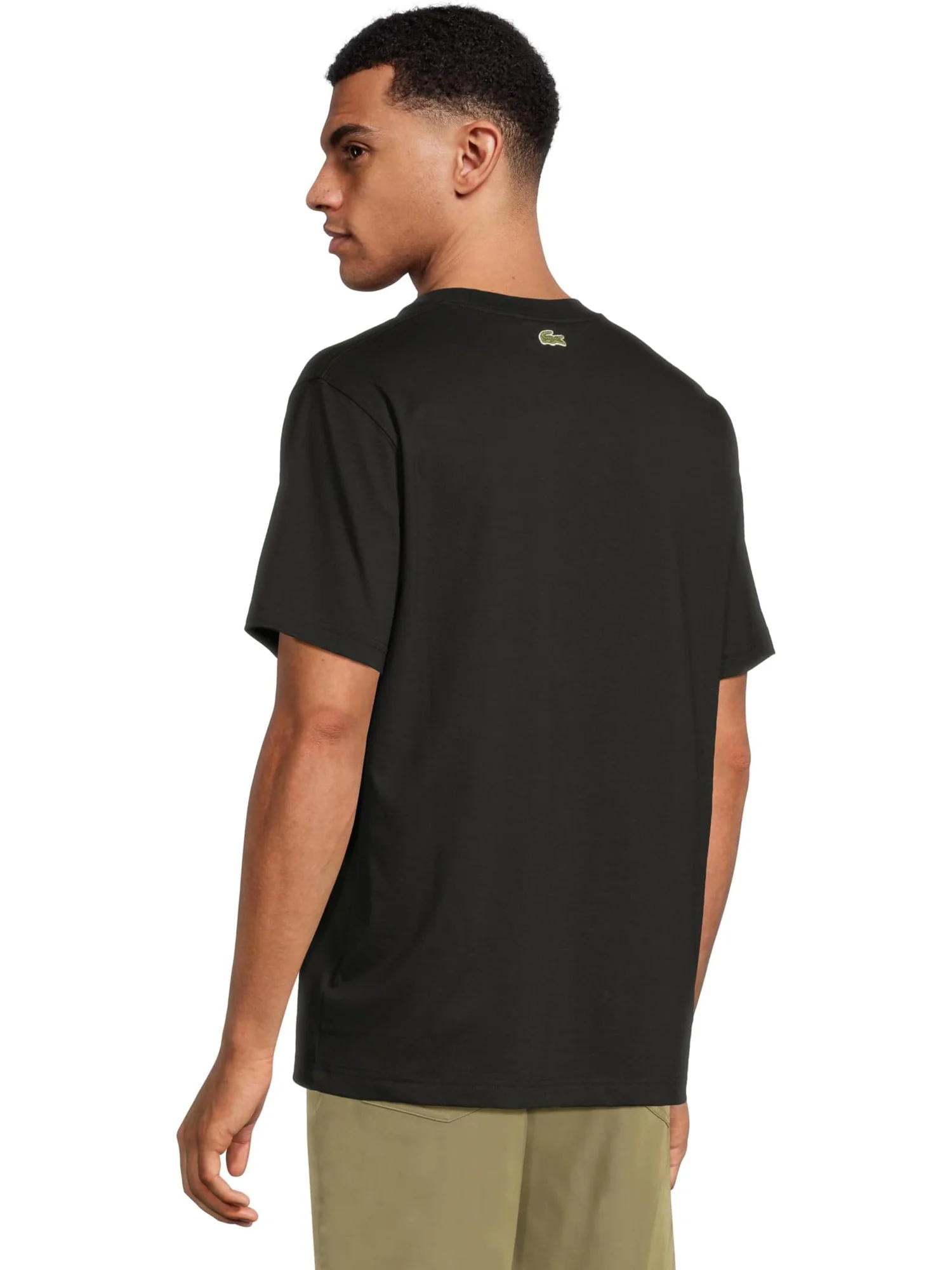 Мужская классическая хлопковая футболка с принтом Lacoste — 3