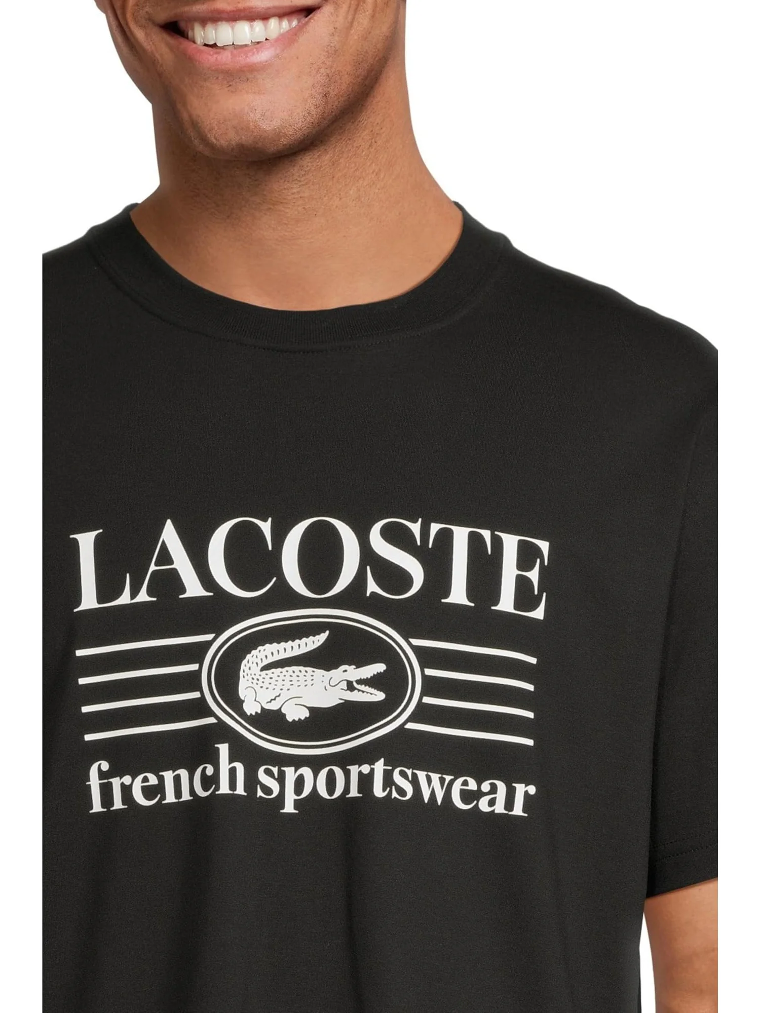 Мужская классическая хлопковая футболка с принтом Lacoste — 4