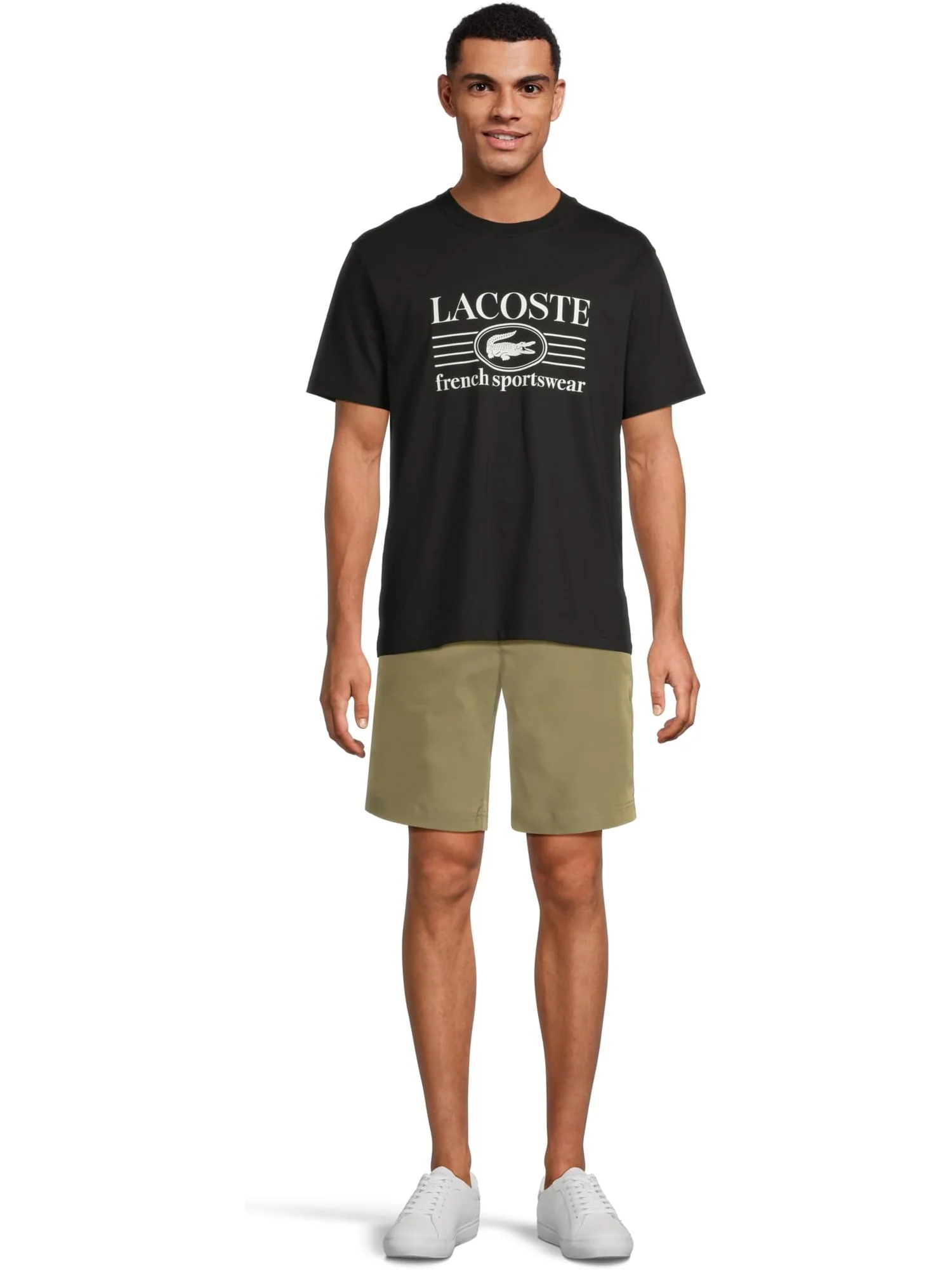 Мужская классическая хлопковая футболка с принтом Lacoste — 5